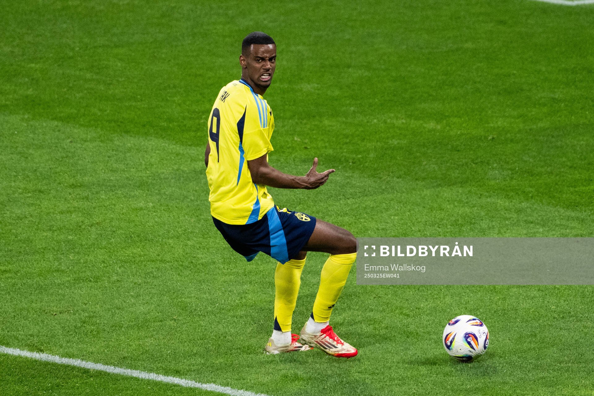 Alexander Isak of Sweden reacts