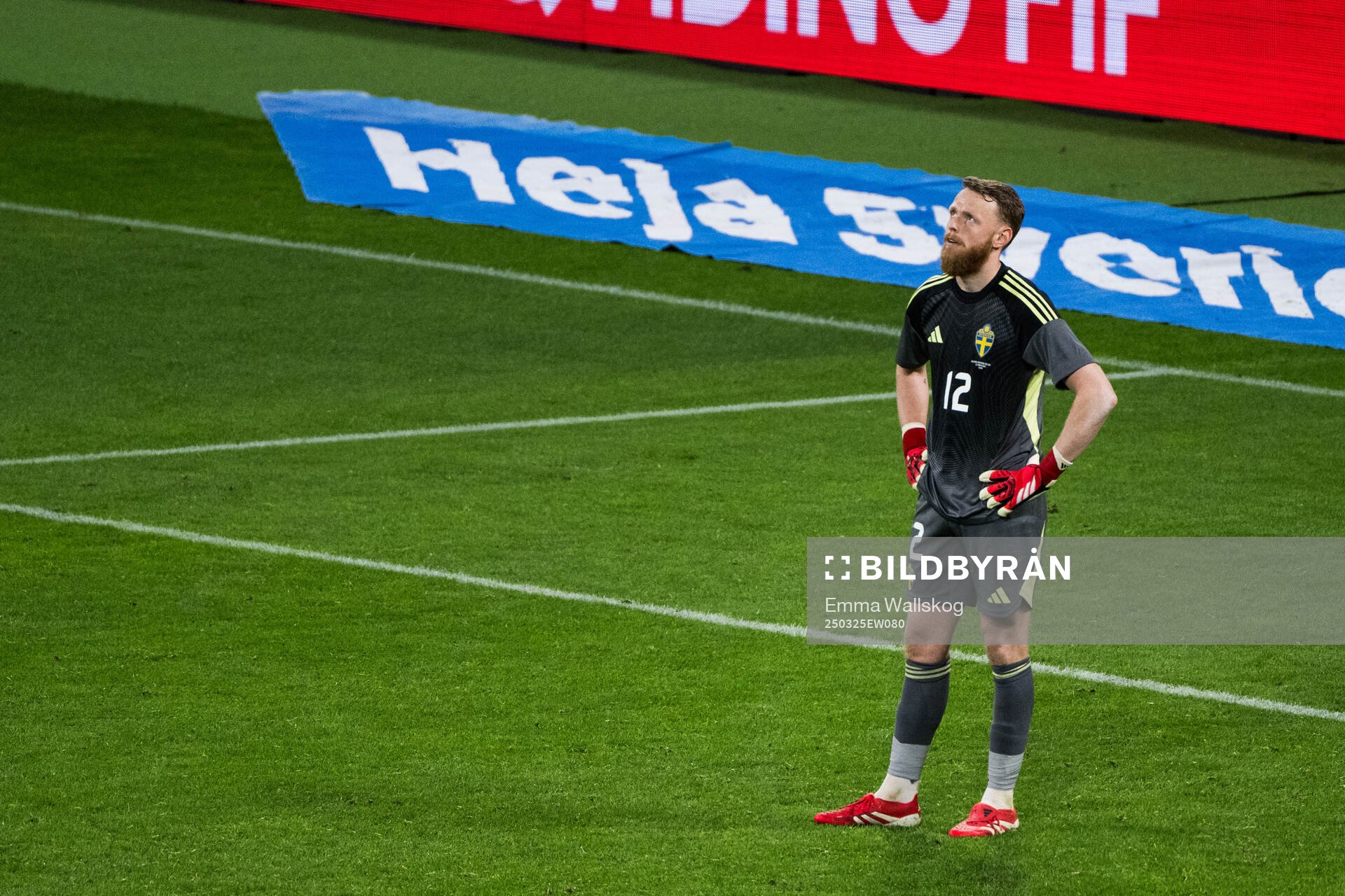Goalkeeper Viktor Johansson of Sweden looks dejected