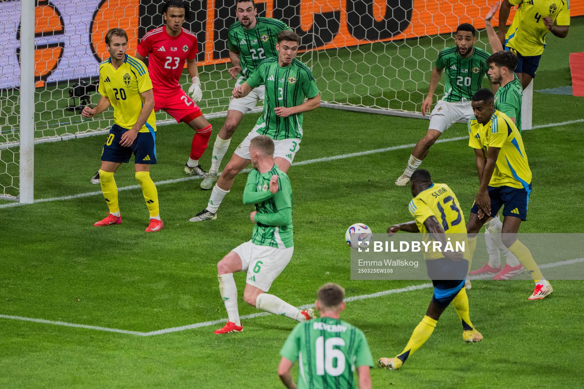 Ken Sema of Sweden scores the 3-0 goal against Ruairi