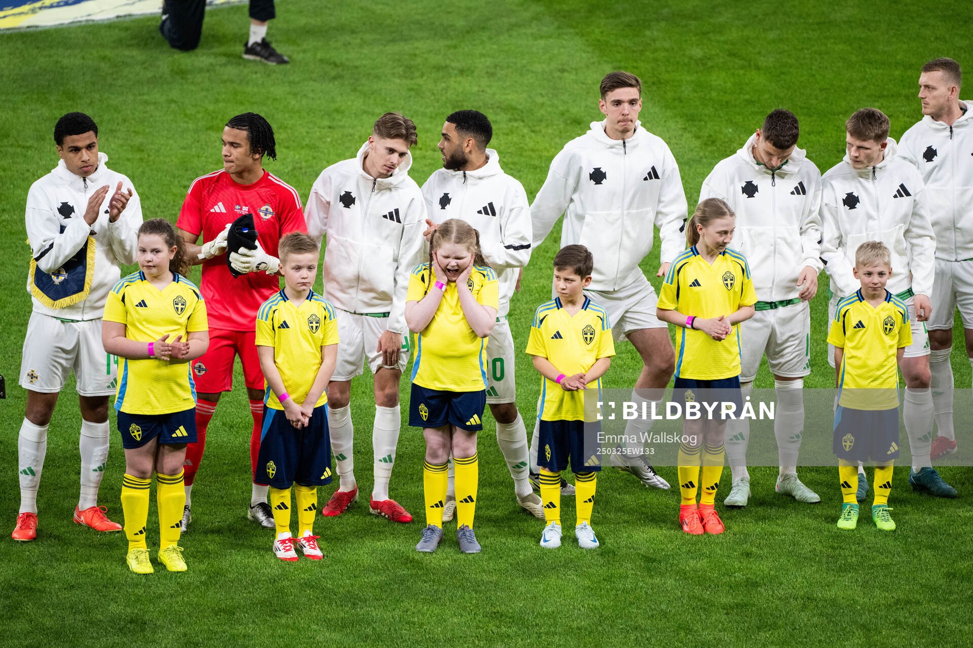 Players Northern Ireland ahead of the international friendly football match between Sweden and Northern Ireland on March 25, 2025 in Stockholm.