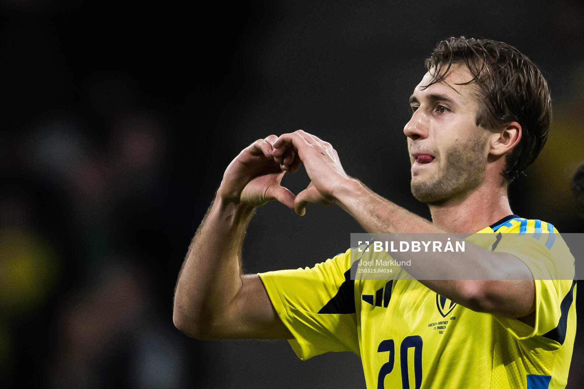 Benjamin Nygren of Sweden celebrating the 1-0 goal