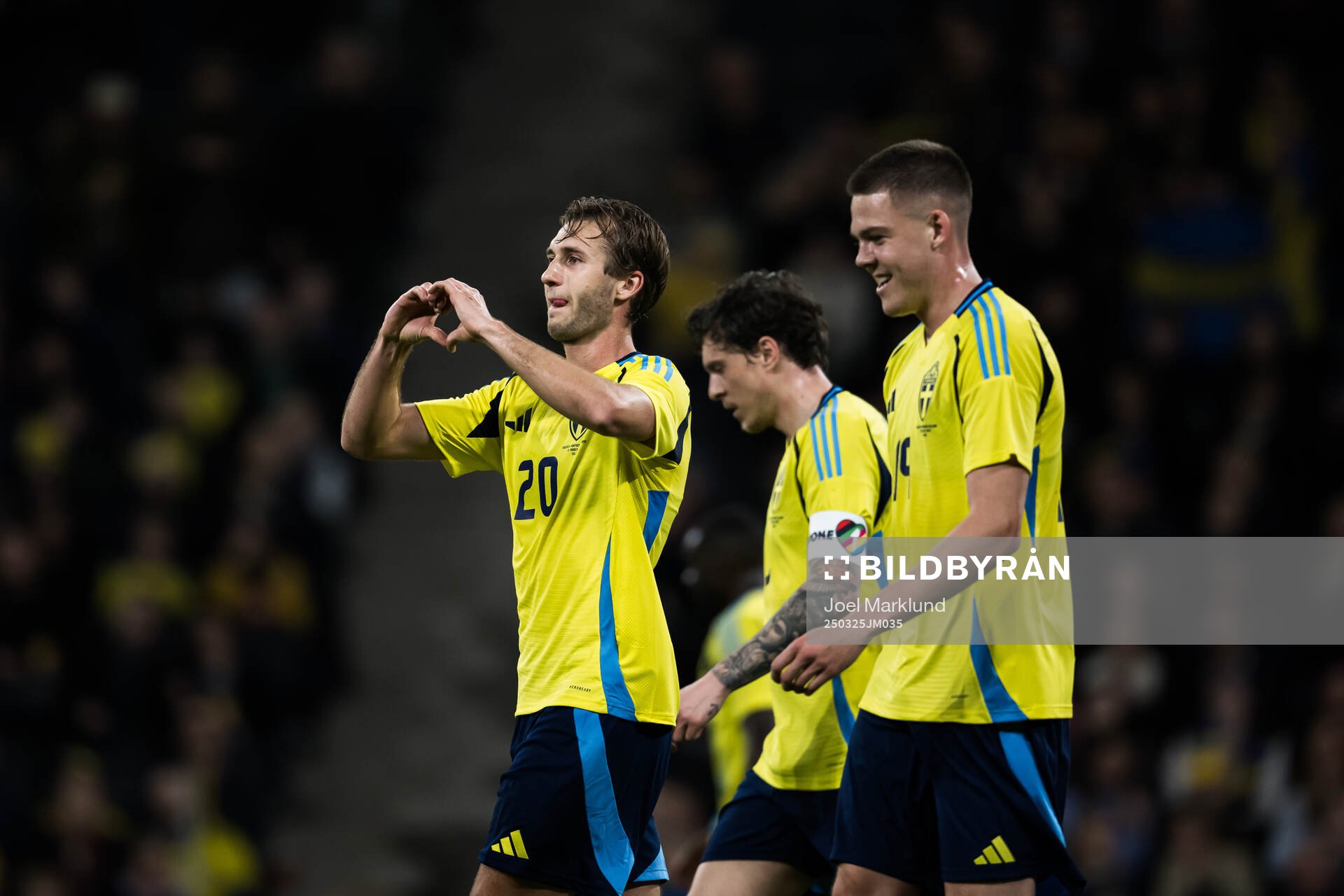 Benjamin Nygren of Sweden celebrating the 1-0 goal