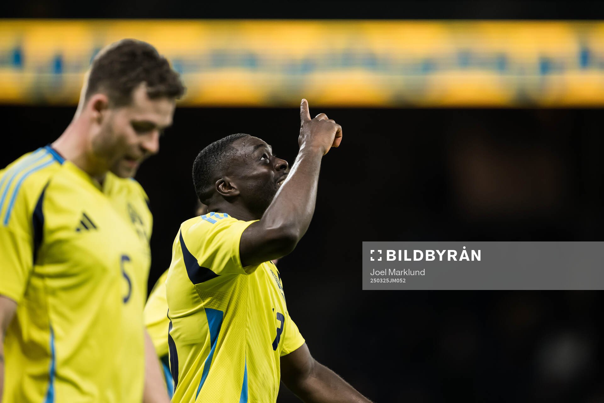 Ken Sema of Sweden celebrating the 3-0 goal