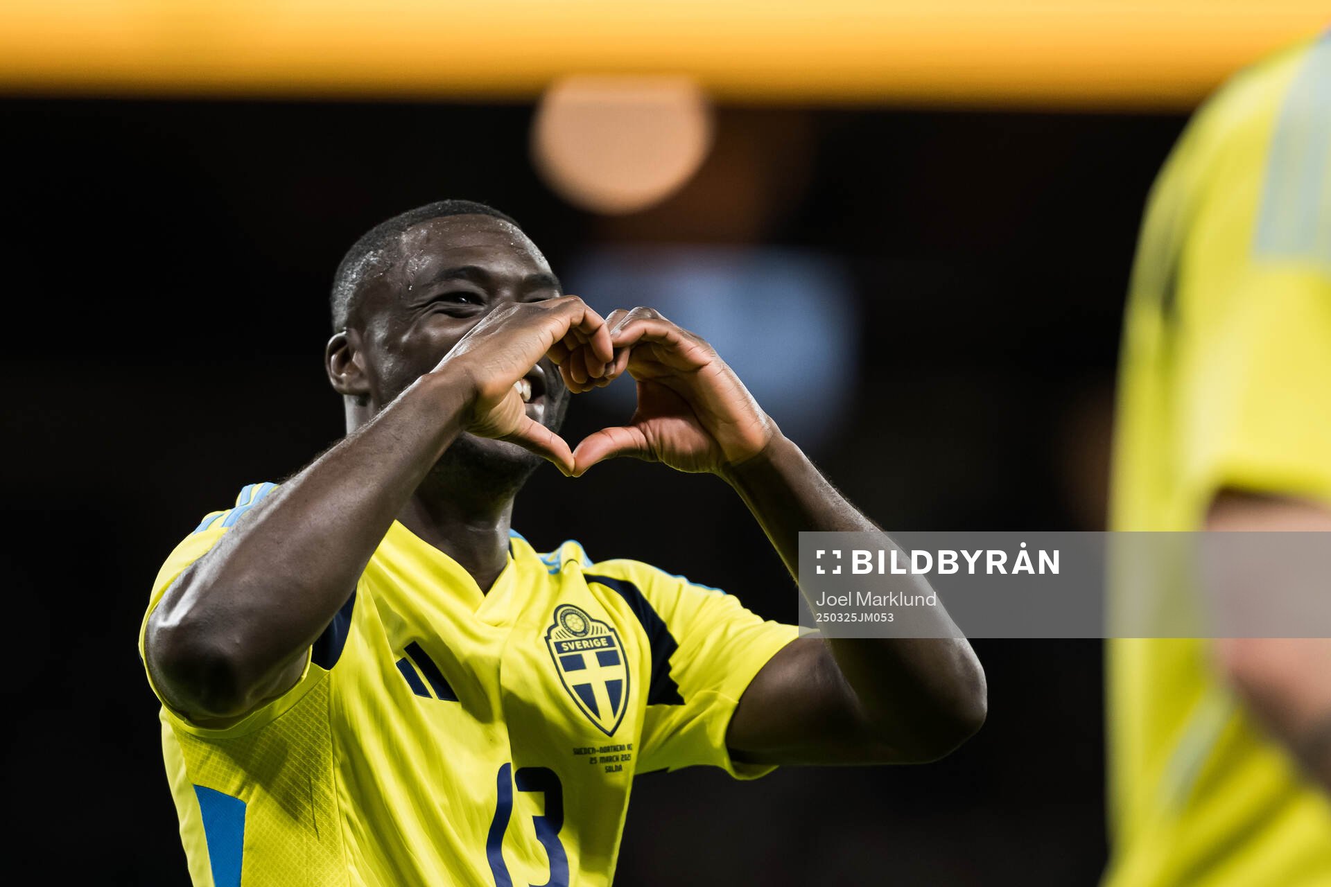 Ken Sema of Sweden celebrating the 3-0 goal