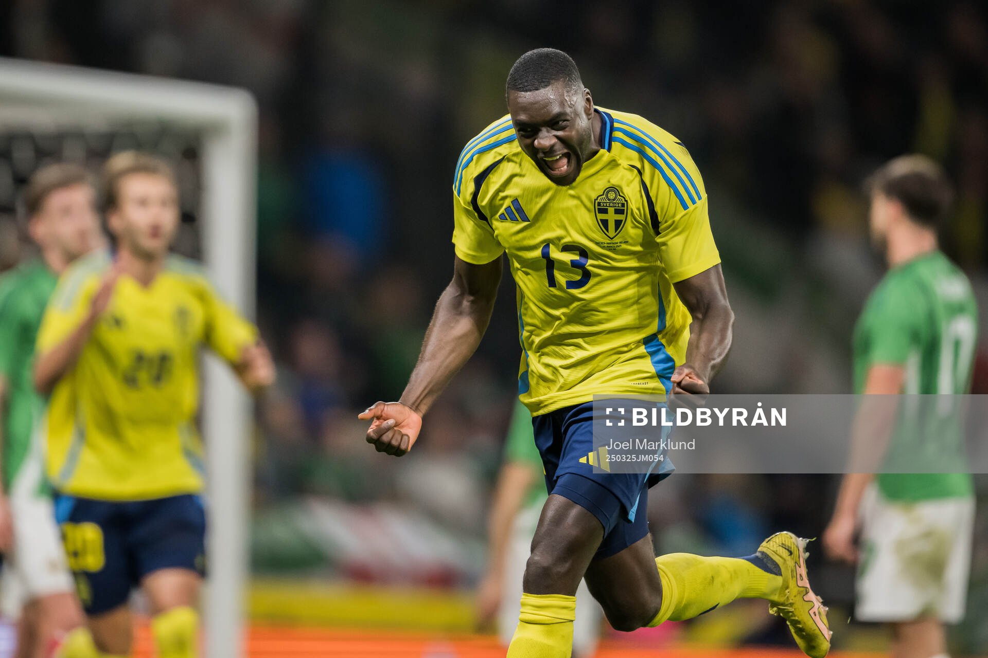 Ken Sema of Sweden celebrating the 3-0 goal