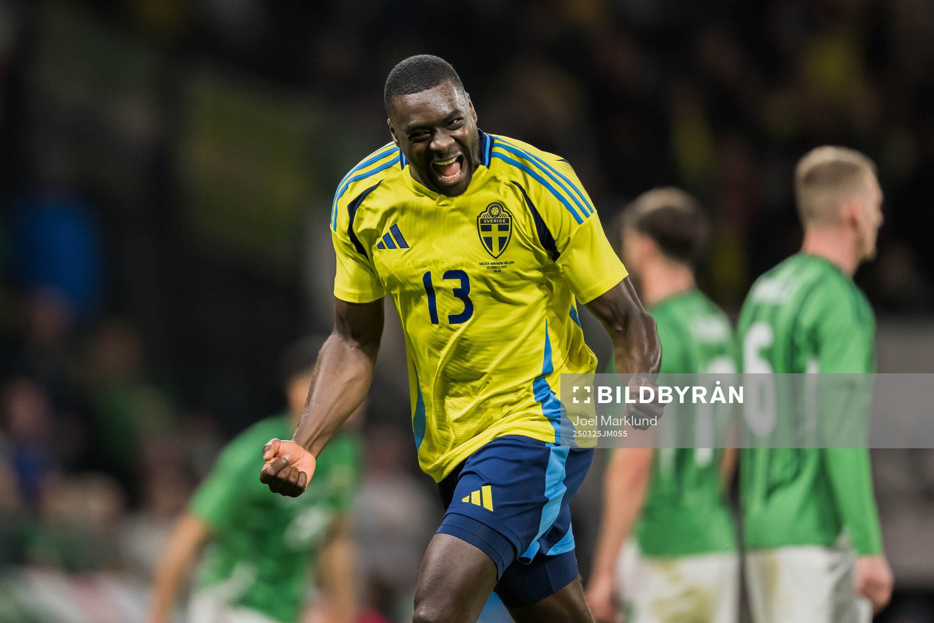 Ken Sema of Sweden celebrating the 3-0 goal