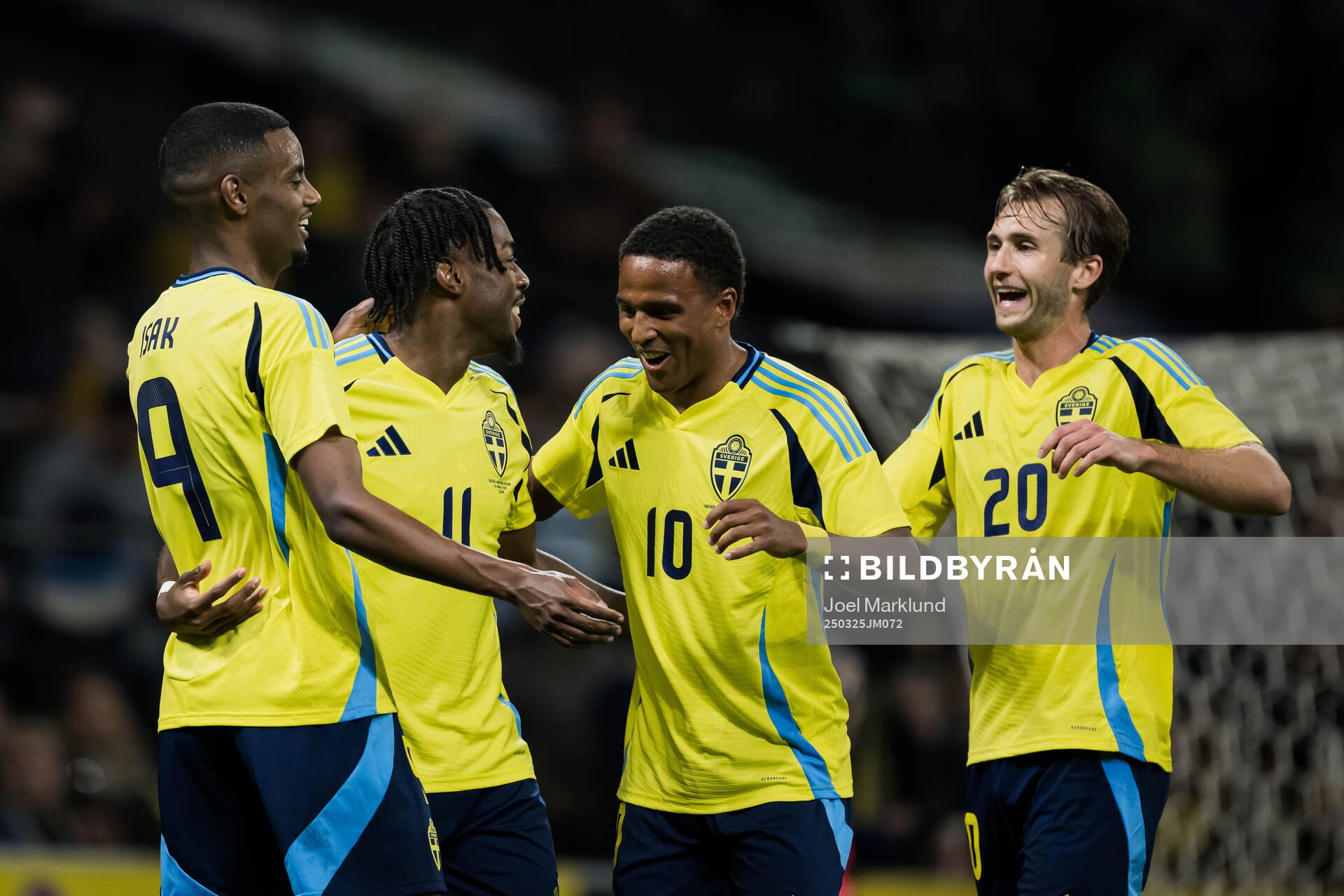 Alexander Isak, Anthony Elanga, Niclas Eliasson, and