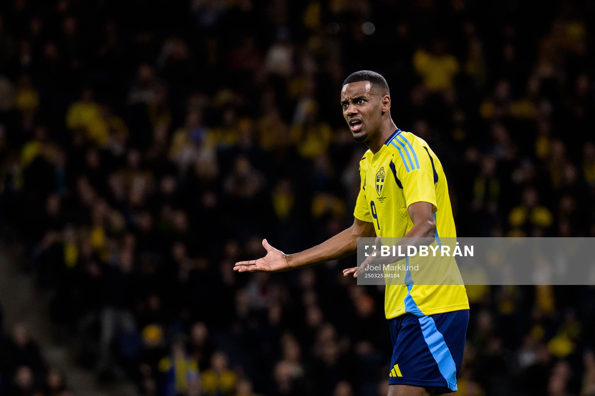 Alexander Isak of Sweden reacts