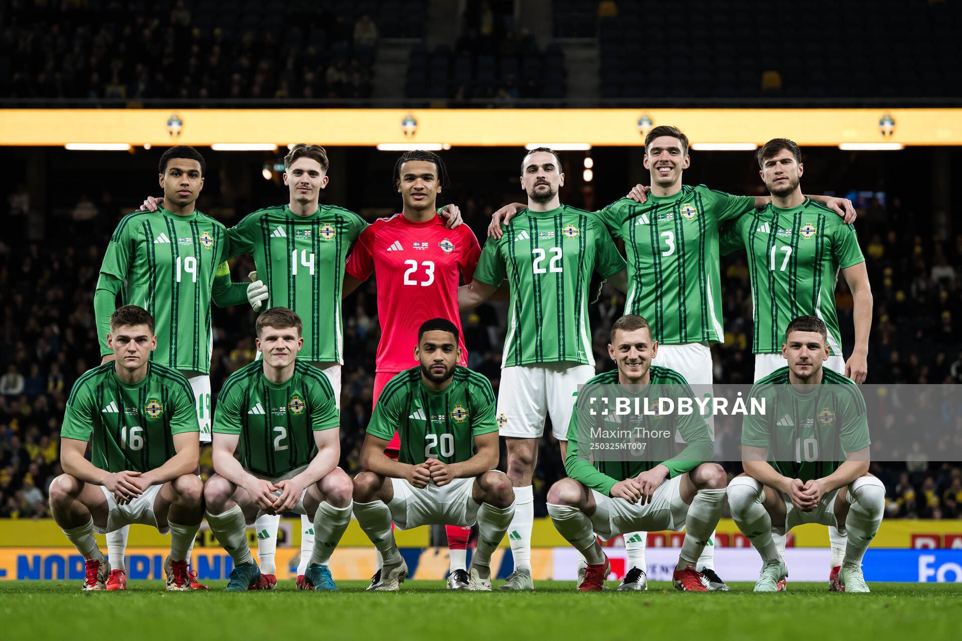 The starting eleven of Northern Ireland pose for a team