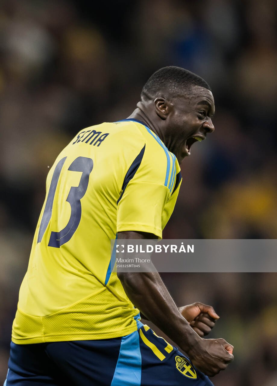 Ken Sema of Sweden celebrating scoring the 3-0 goal