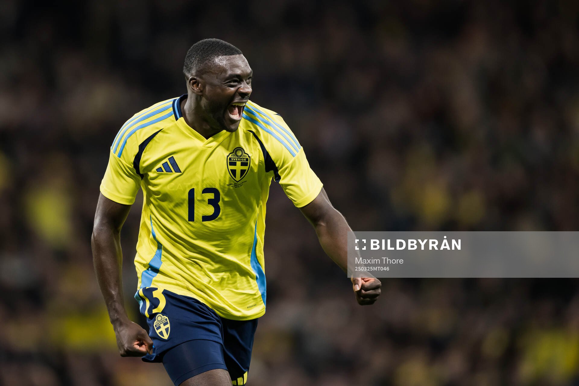 Ken Sema of Sweden celebrating scoring the 3-0 goal