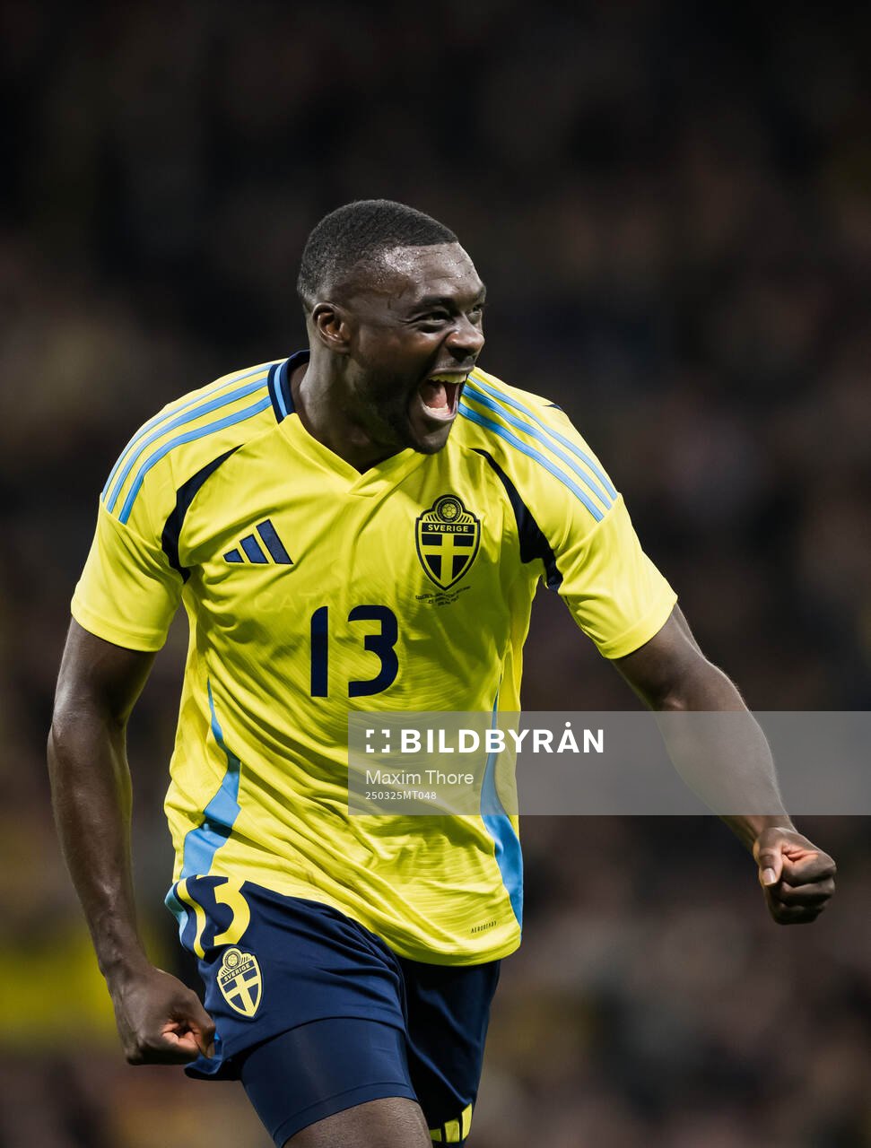 Ken Sema of Sweden celebrating scoring the 3-0 goal