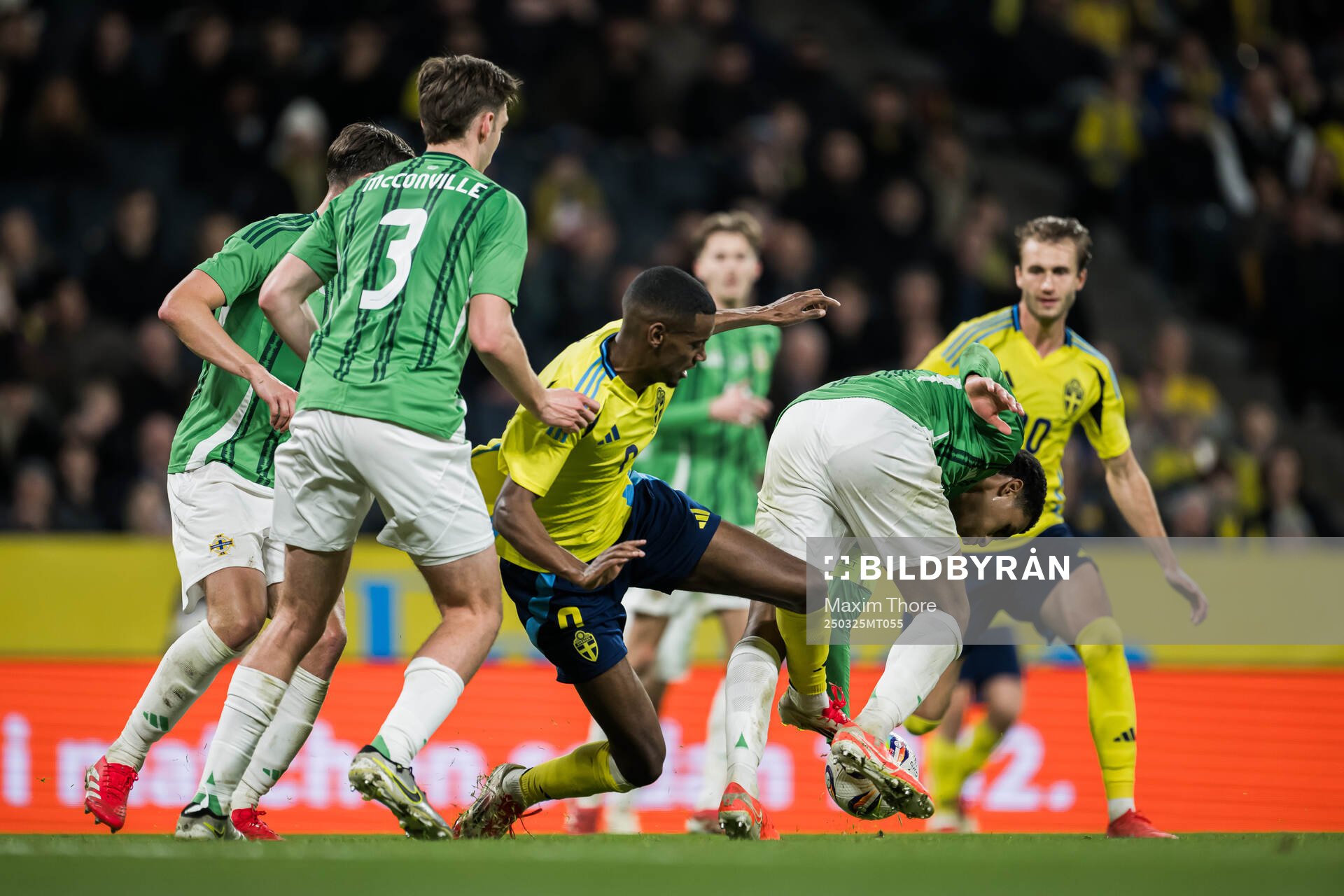 Alexander Isak of Sweden and Shea Charles of Northern