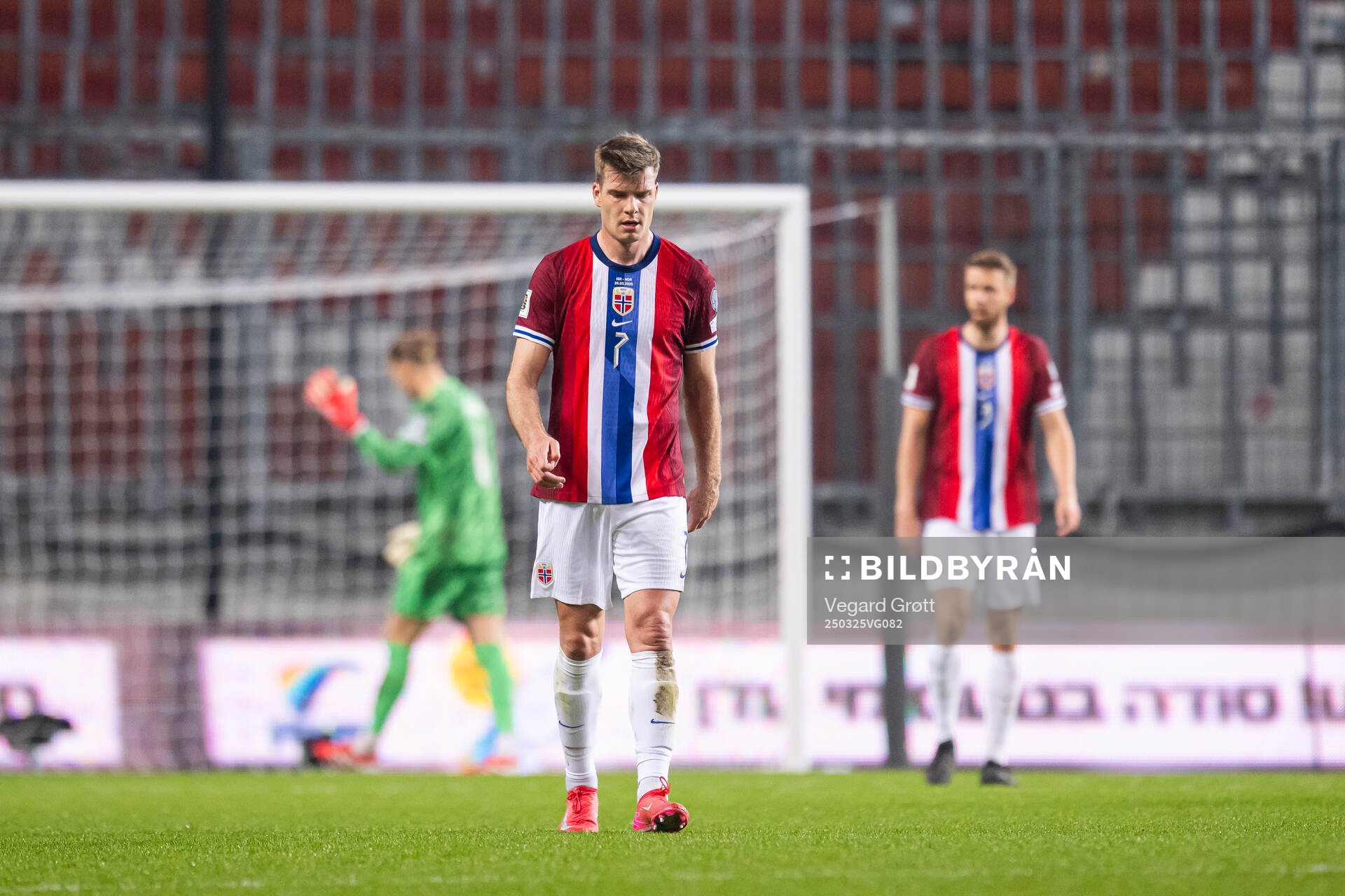 Alexander Sørloth of Norway looks dejected