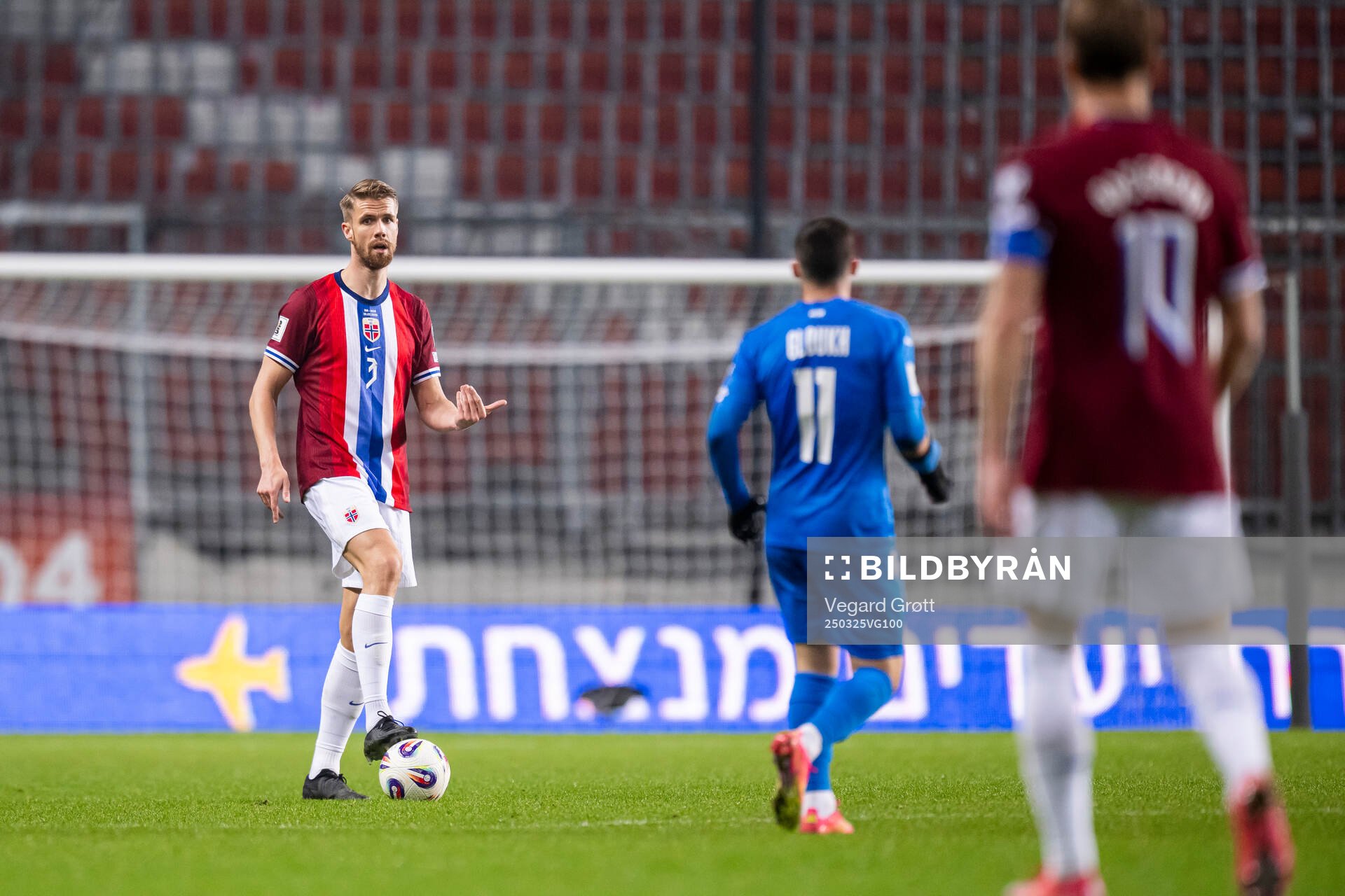 Kristoffer Ajer of Norway during the FIFA World Cup Qualifier football match between Israel and Norway on March 25, 2025 in Debrecen.