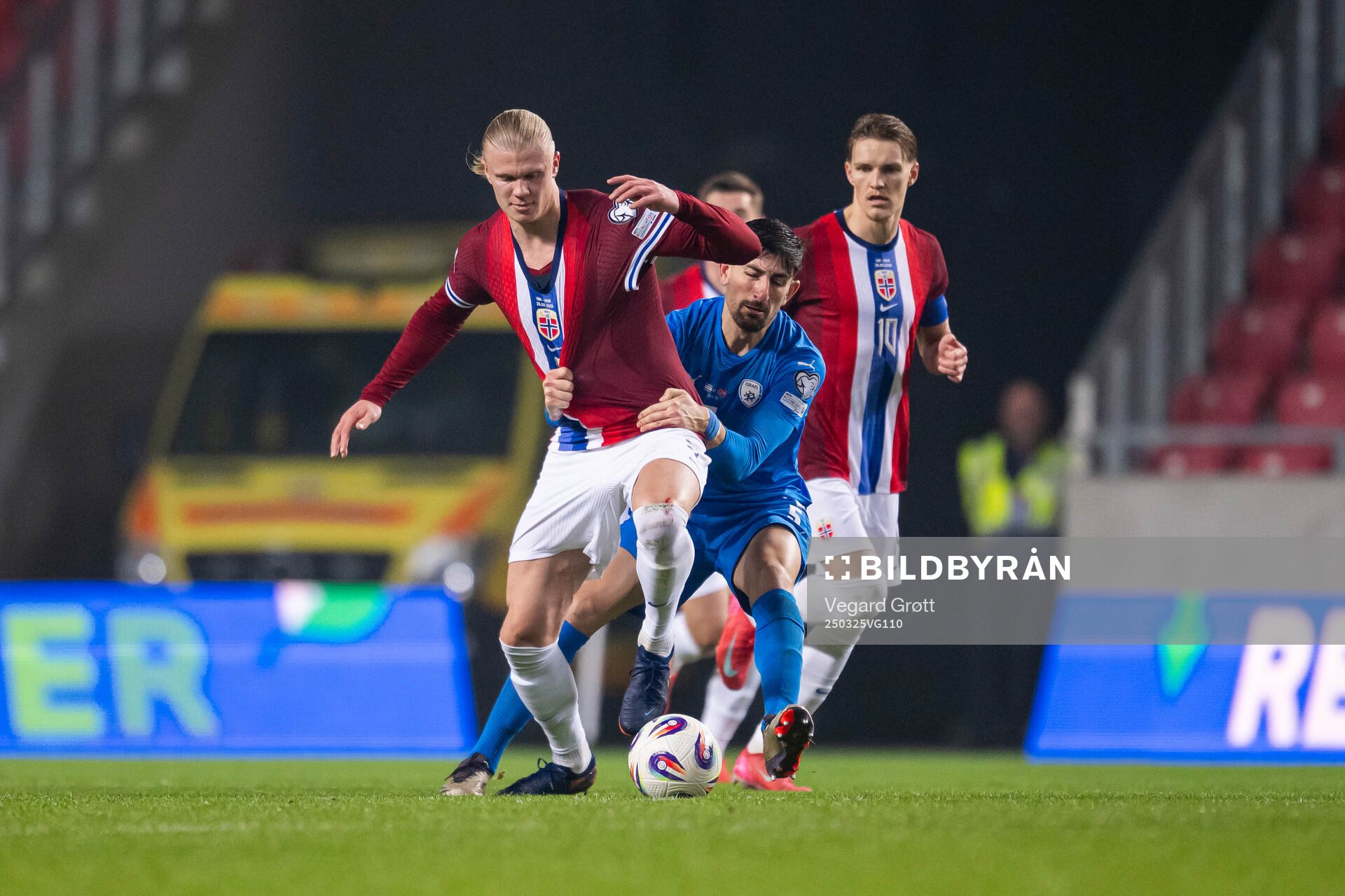 Erling Braut Haaland of Norway and Idan Nachmias of Israel