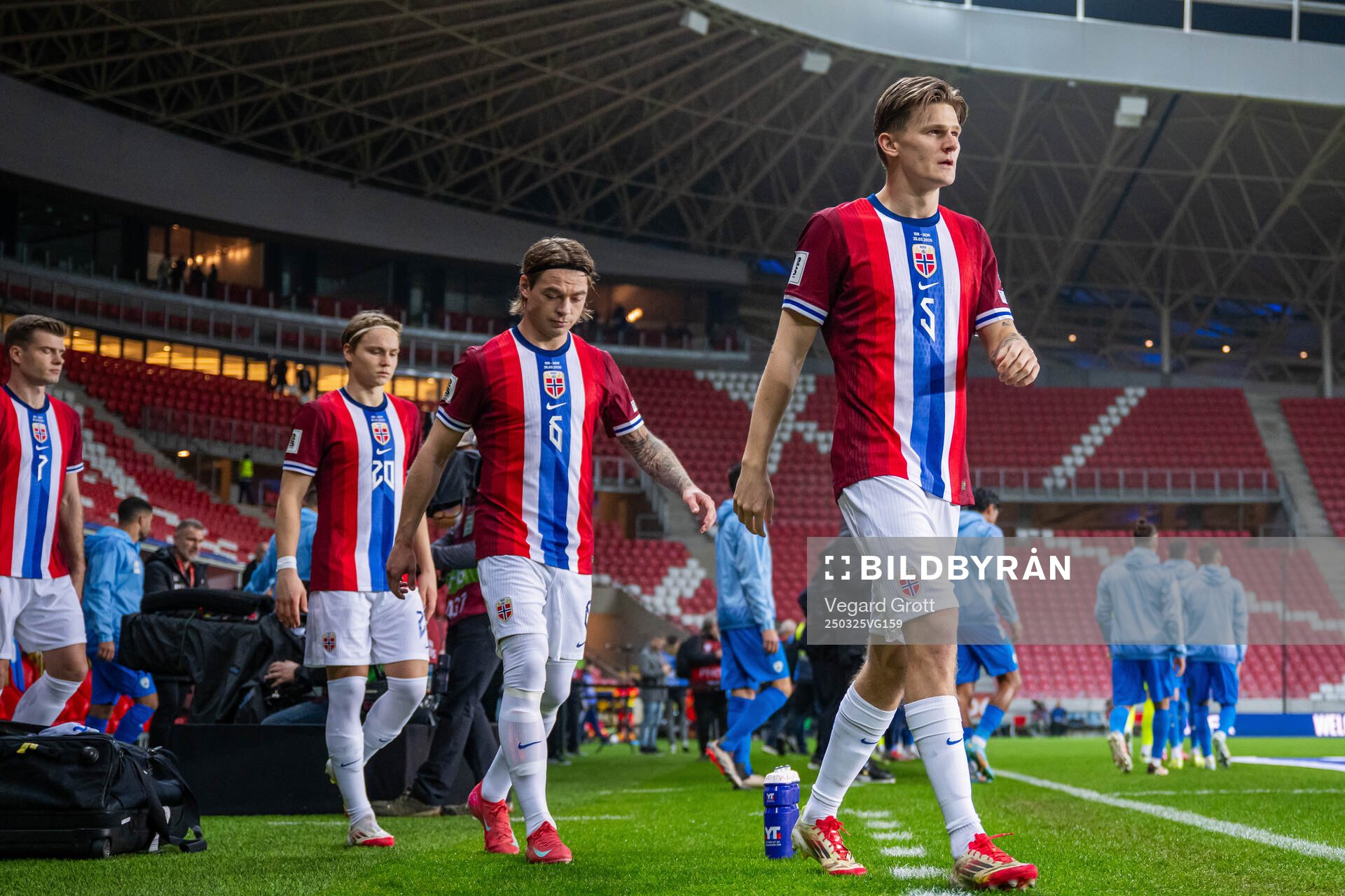 David Møller Wolfe of Norway enters the pitch