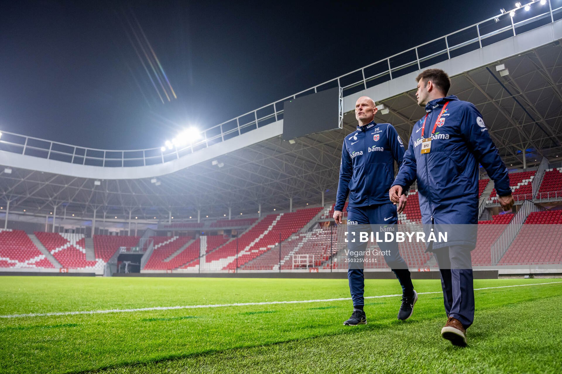 Ståle Solbakken, head coach of Norway, and press officer