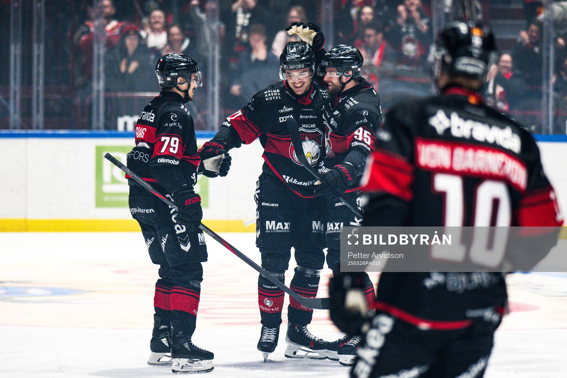 Malmö Redhawks Axel Sundberg, Jakub Galvas och Carl