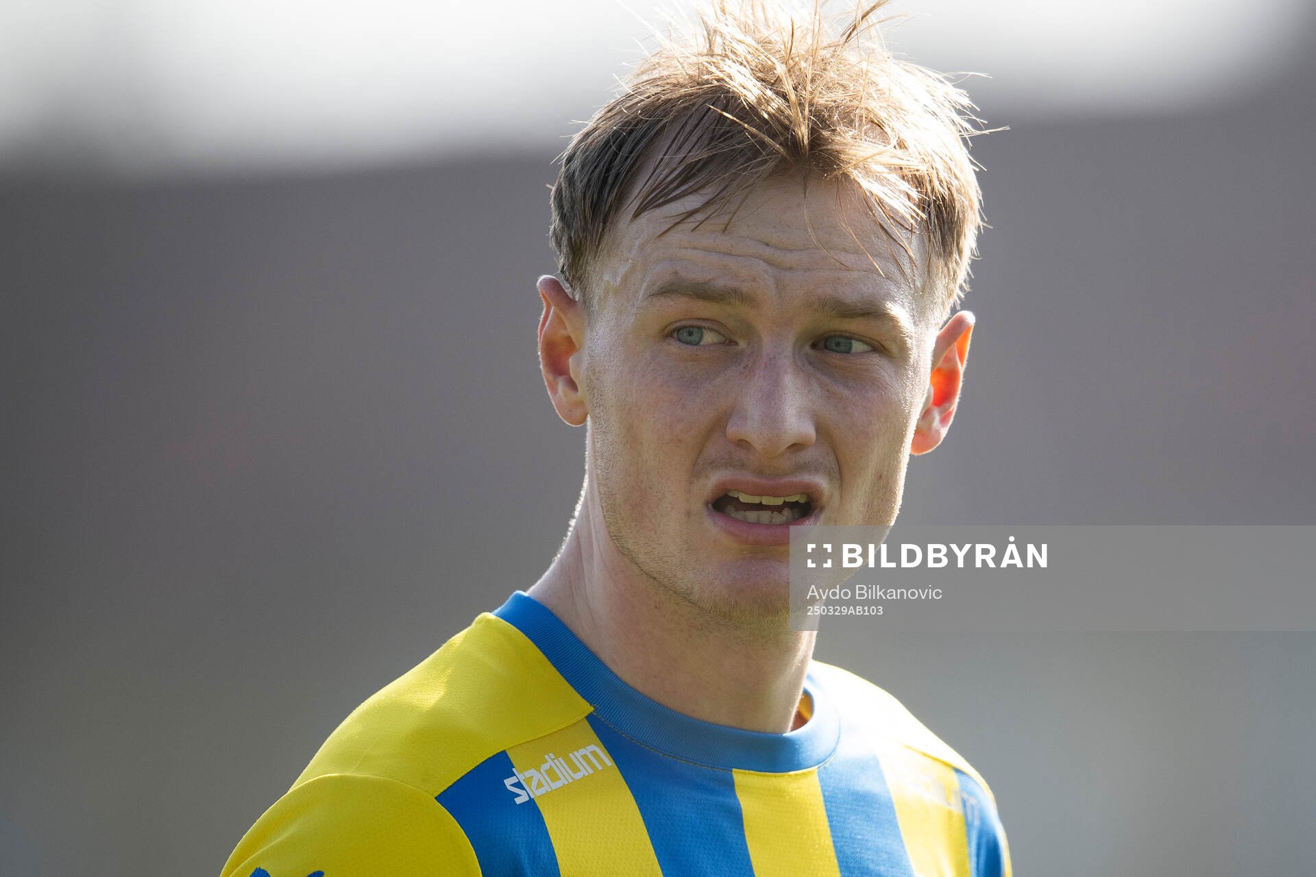 Eskilsminnes Henrik Norrby under fotbollsmatchen i Division 1 södra mellan Eskilsminne och Ljungskile SK den 29 mars 2025 i Helsingborg.