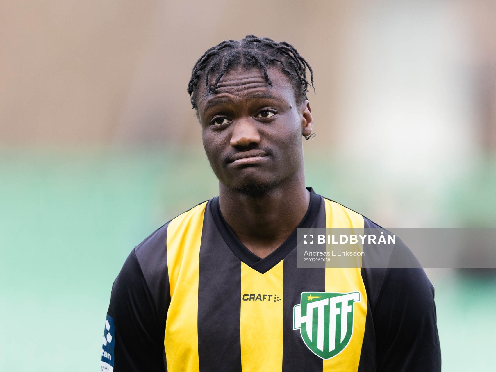 Hammarby TFFs Essayas Lwampindy-Bofua under fotbollsmatchen i Ettan norra mellan Hammarby TFF och Gefle den 29 mars 2025 i Stockholm.