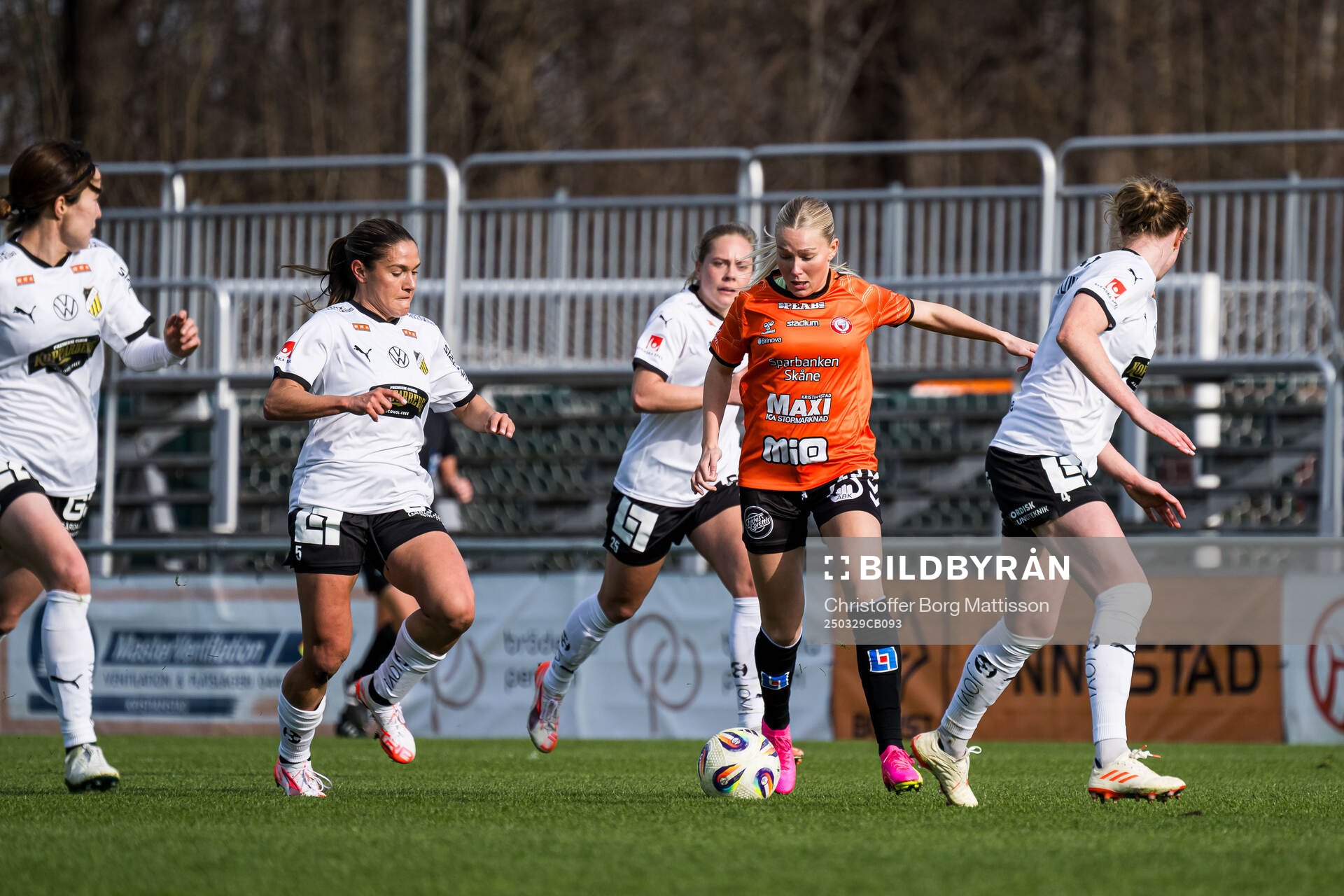 Kristianstads Tilda Sandén under fotbollsmatchen i Damallsvenskan mellan Kristianstad och Häcken den 29 mars 2025 i Kristianstad.
