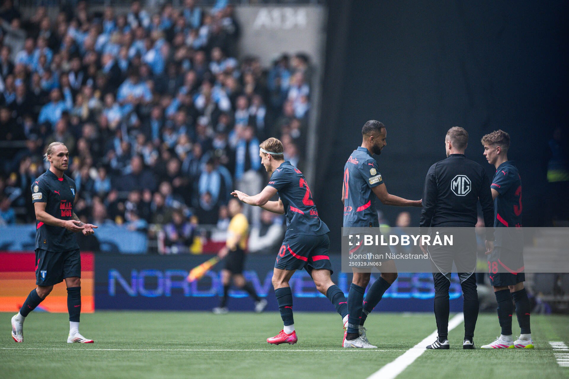 Malmö FFs Arnor Sigurdsson, Erik Botheim, Isaac Thelin och
