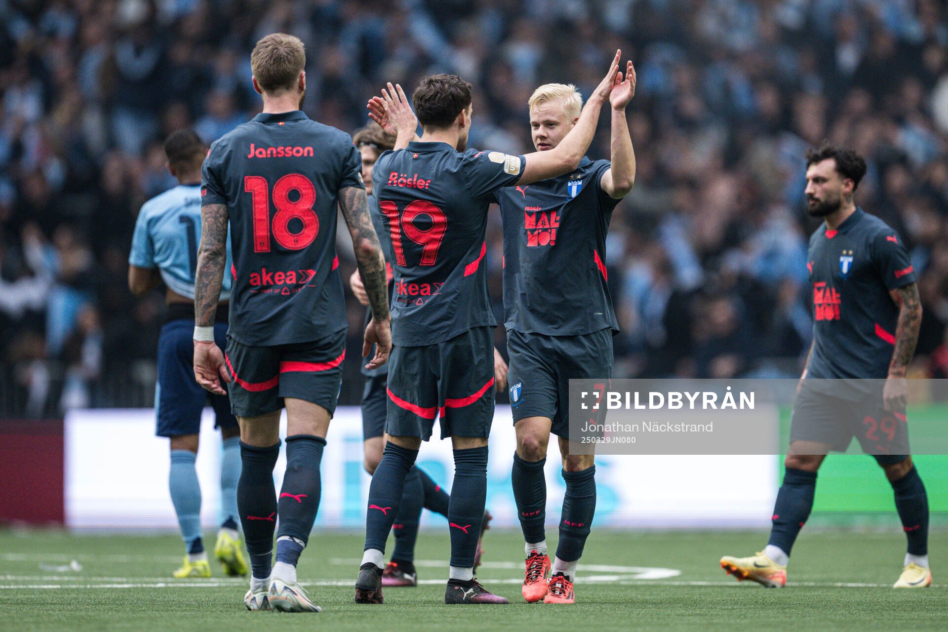 Malmö FFs Pontus Jansson, Colin Rösler och Otto Rosengren
