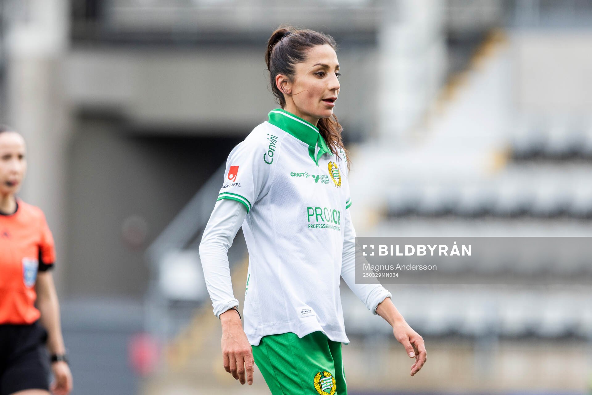 Hammarbys Nadia Nadim under fotbollsmatchen i Damallsvenskan mellan Linköping och Hammarby den 29 mars 2025 i Linköping. 