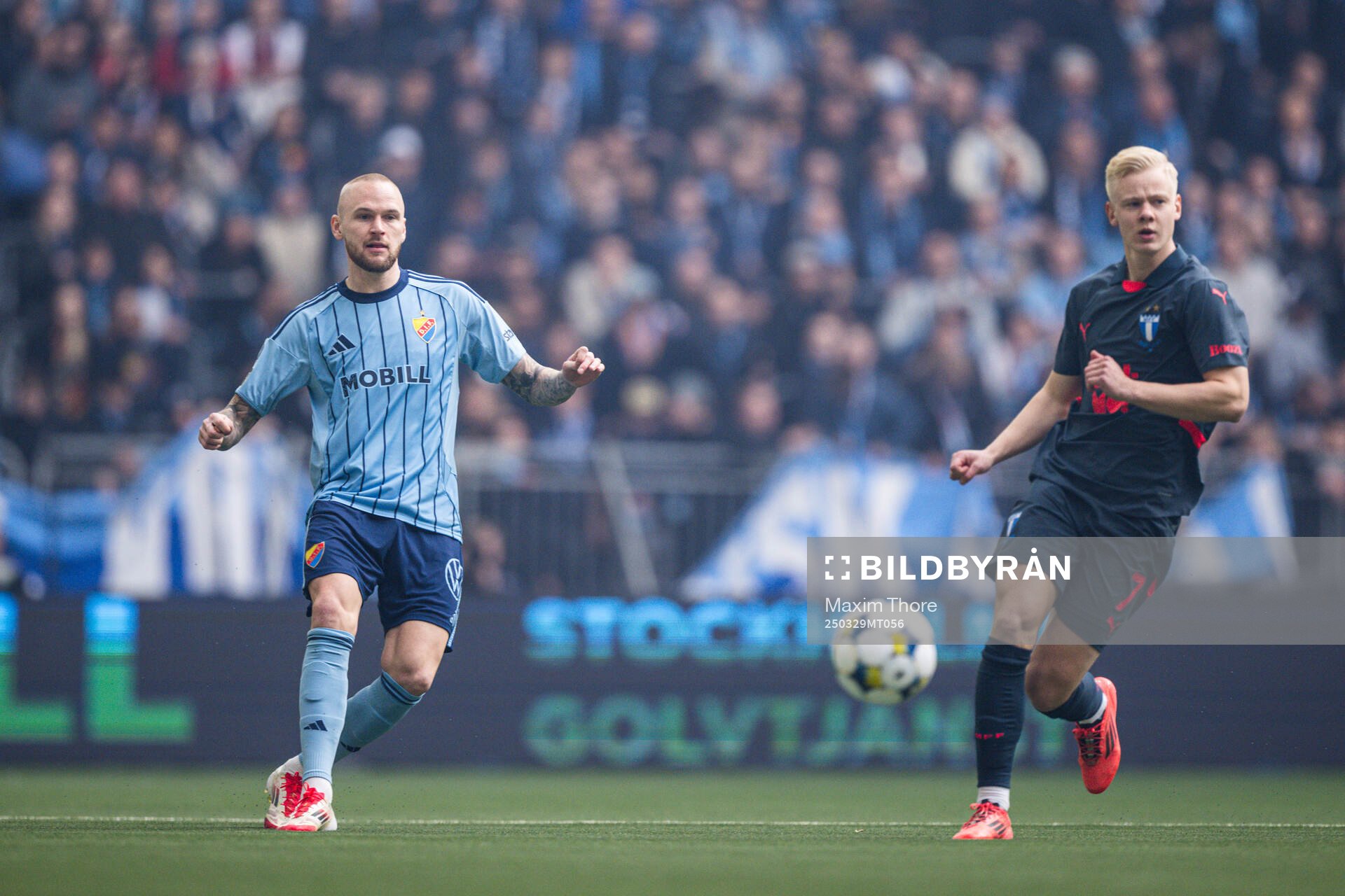 Djurgårdens Adam Ståhl och Malmö FFs Otto Rosengren