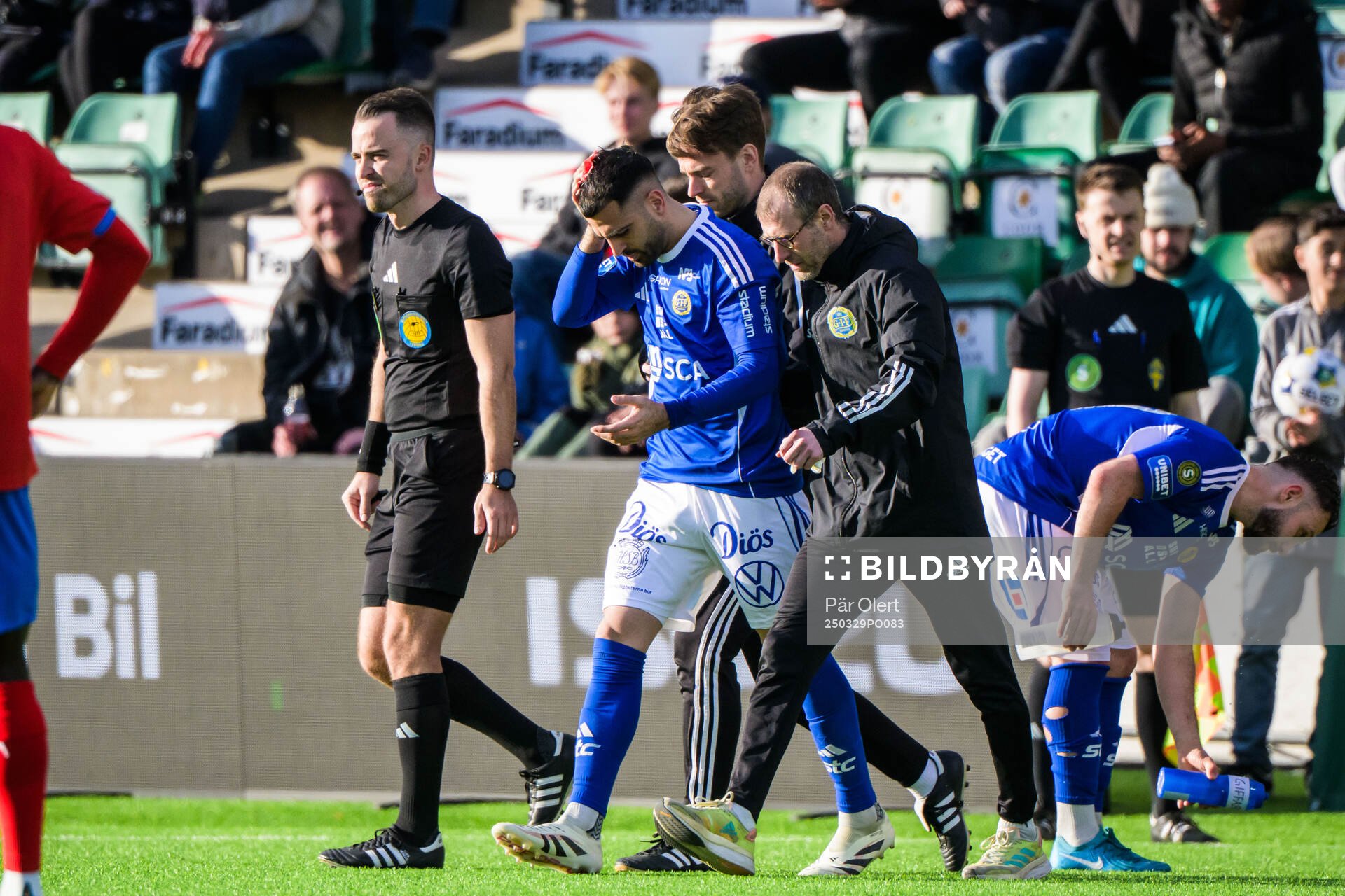GIF Sundsvalls Samuel Asoma under fotbollsmatchen i Superettan mellan GIF Sundsvall och Helsingborg den 29 mars 2025 i Sundsvall. 