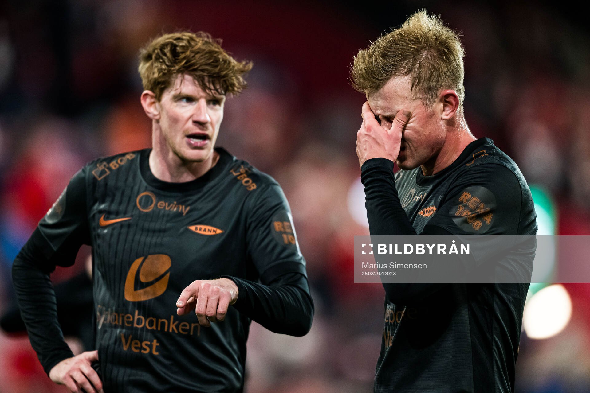Aune Heggebø of Brann looks dejected