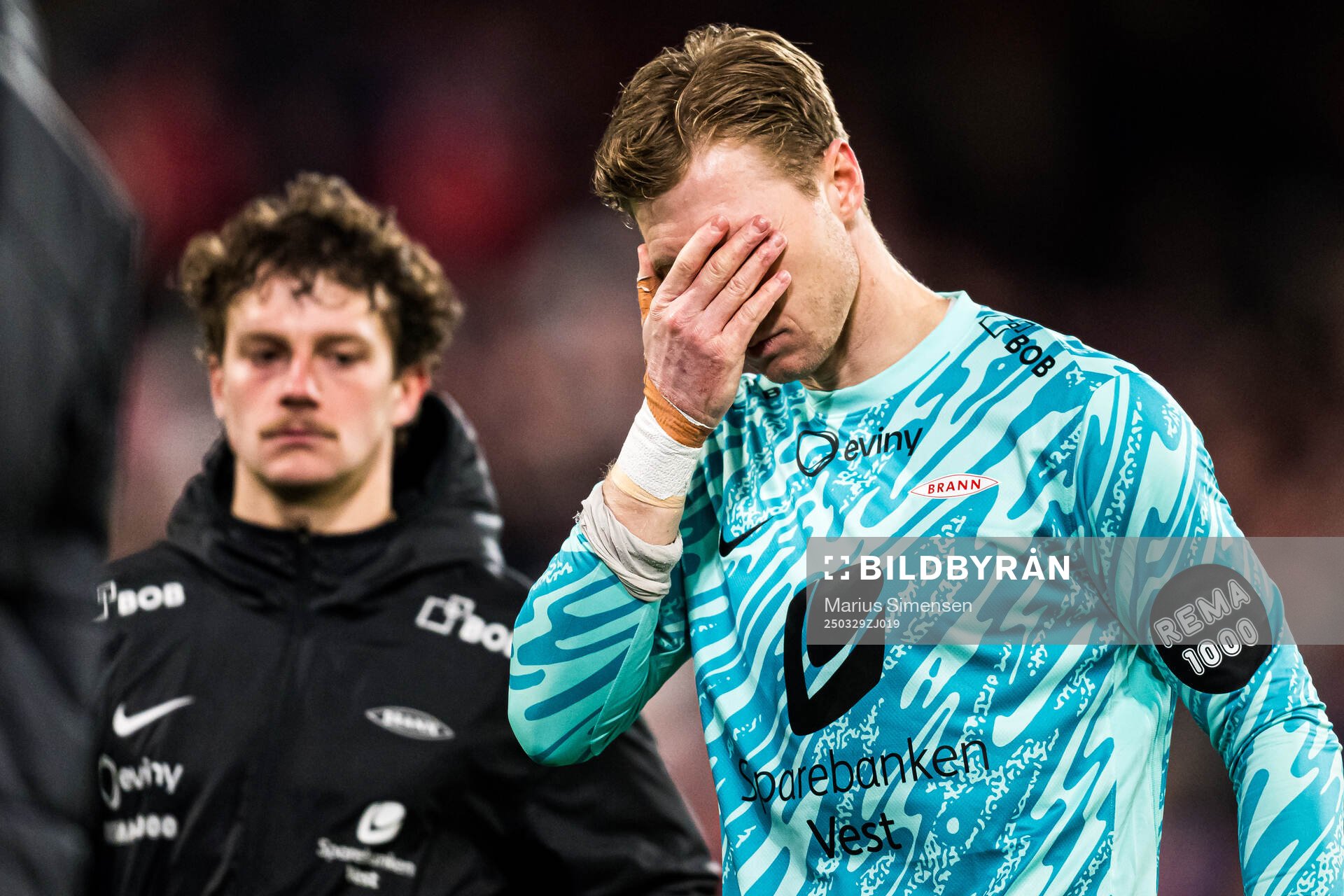 Mathias Dyngeland of Brann looks dejected
