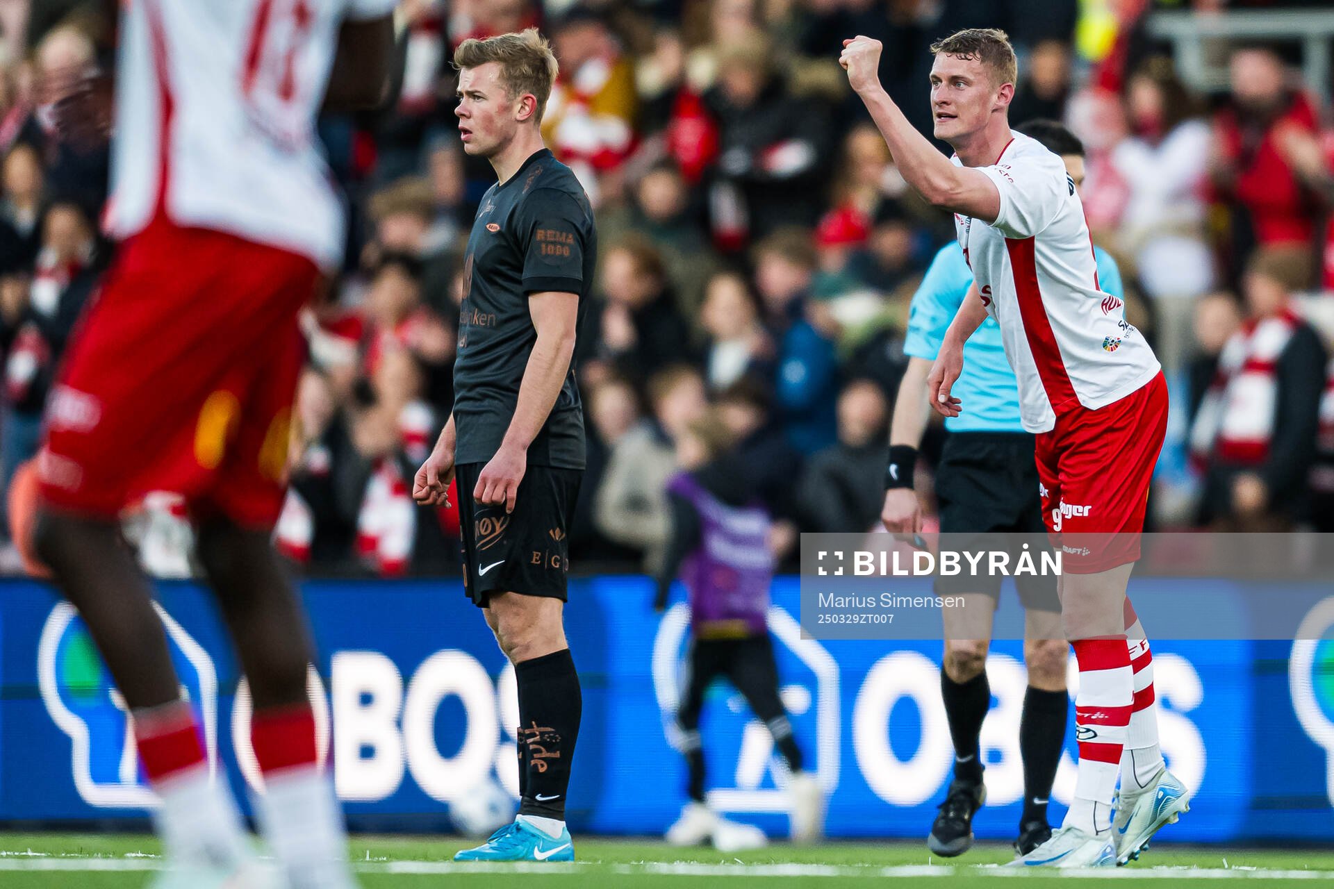 Emil Frost Holten of Fredrikstad celebrates