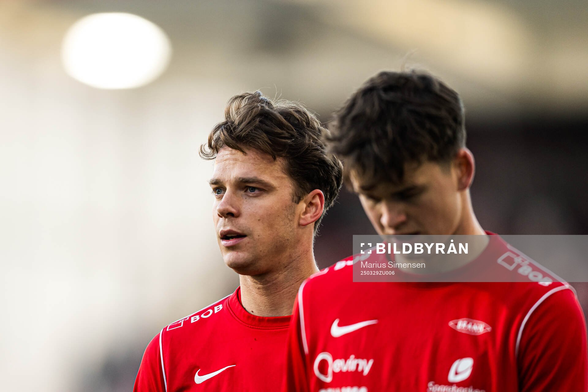 Felix Horn Myhre of Brann warms up