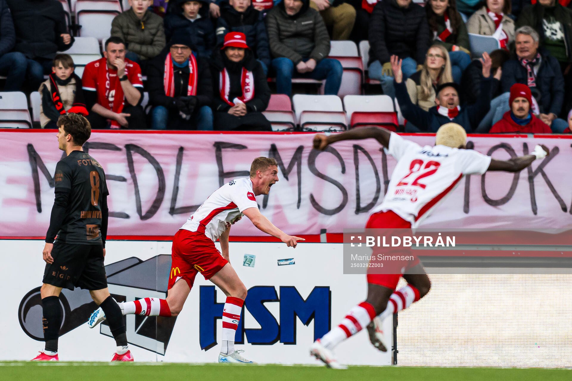 Emil Frost Holten of Fredrikstad celebrates