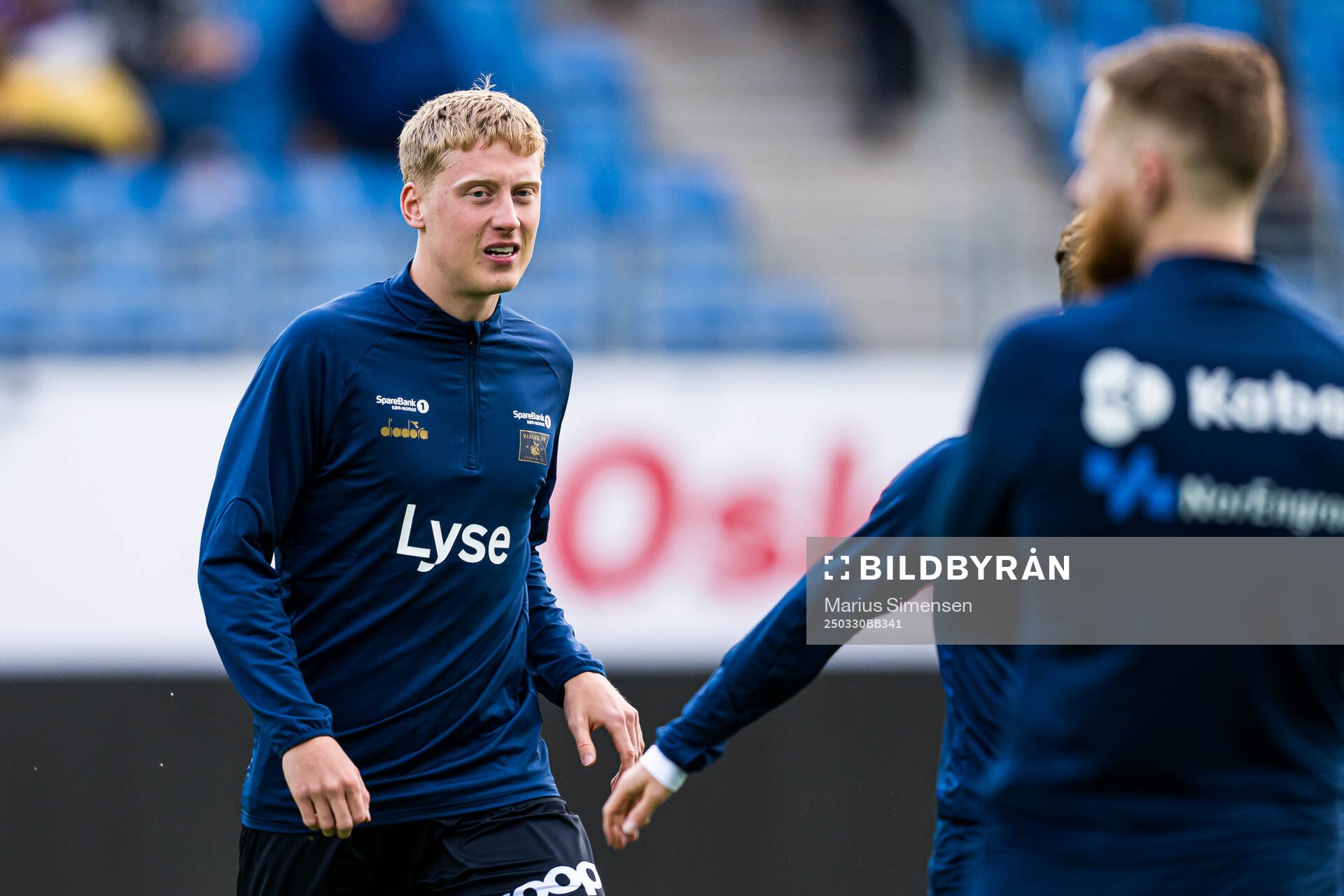 Hilmir Rafn Mikaelsson of Viking warms up
