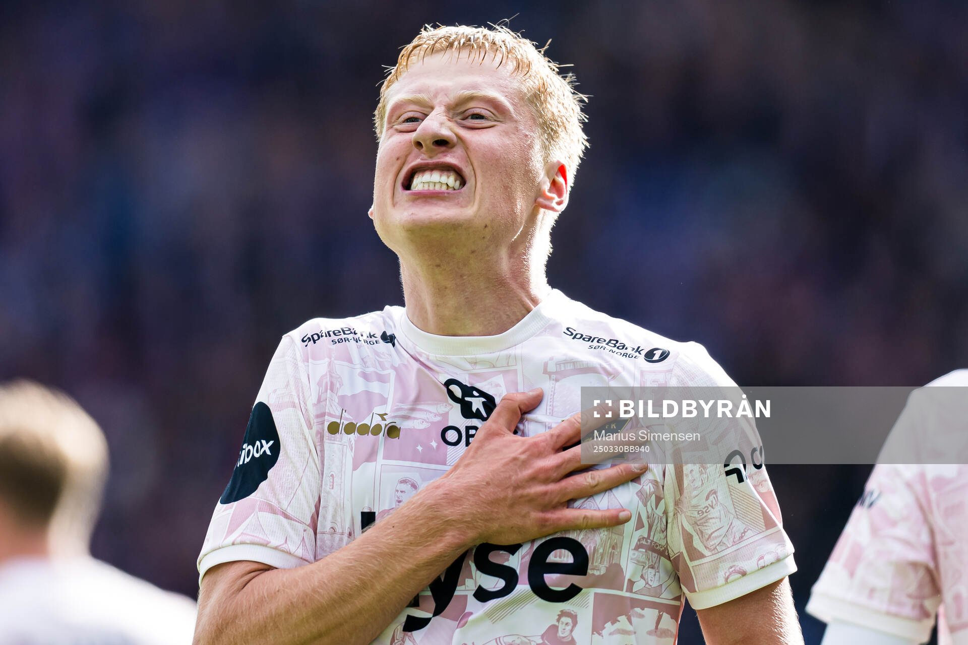 Hilmir Rafn Mikaelsson of Viking celebrates