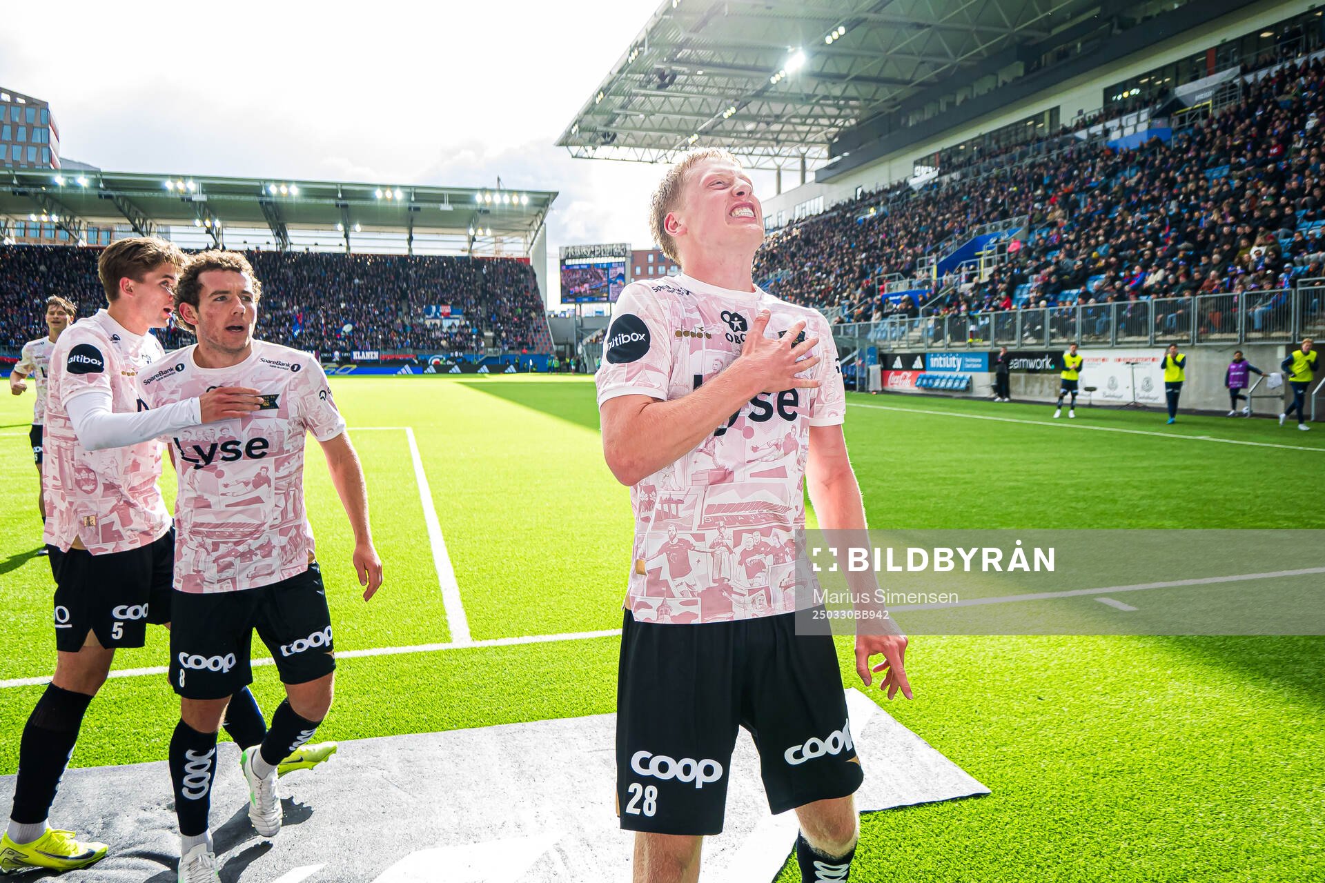 Hilmir Rafn Mikaelsson of Viking celebrates