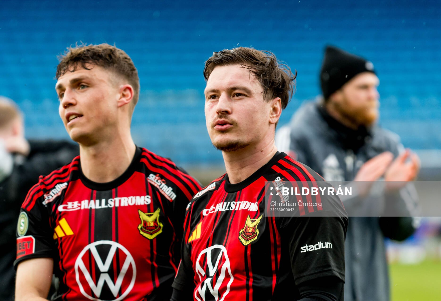 Östersunds Christian Enemark och Jamie Ryan Hopcutt jublar