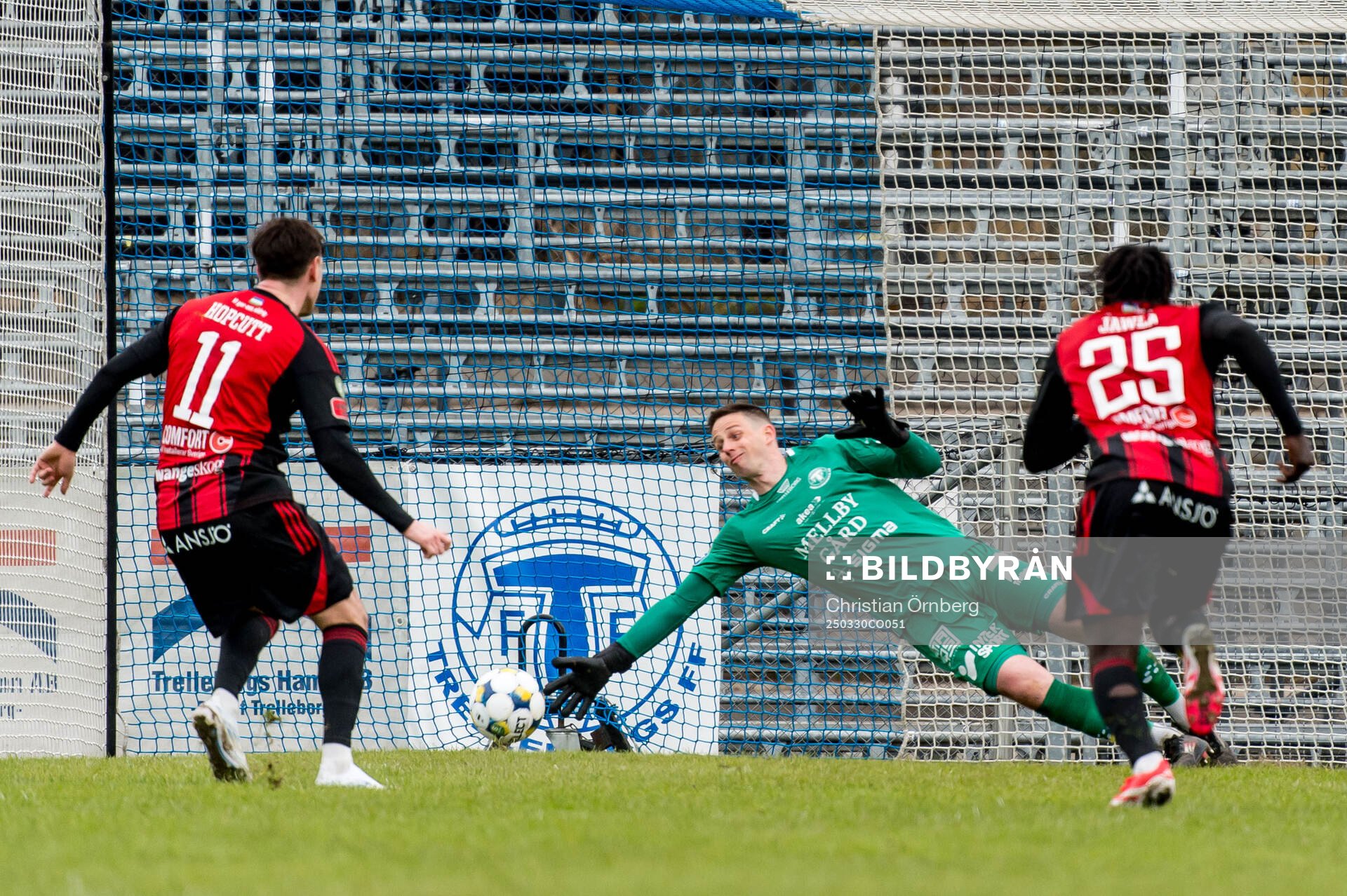 Östersunds Jamie Ryan Hopcutt och Trelleborgs målvakt
