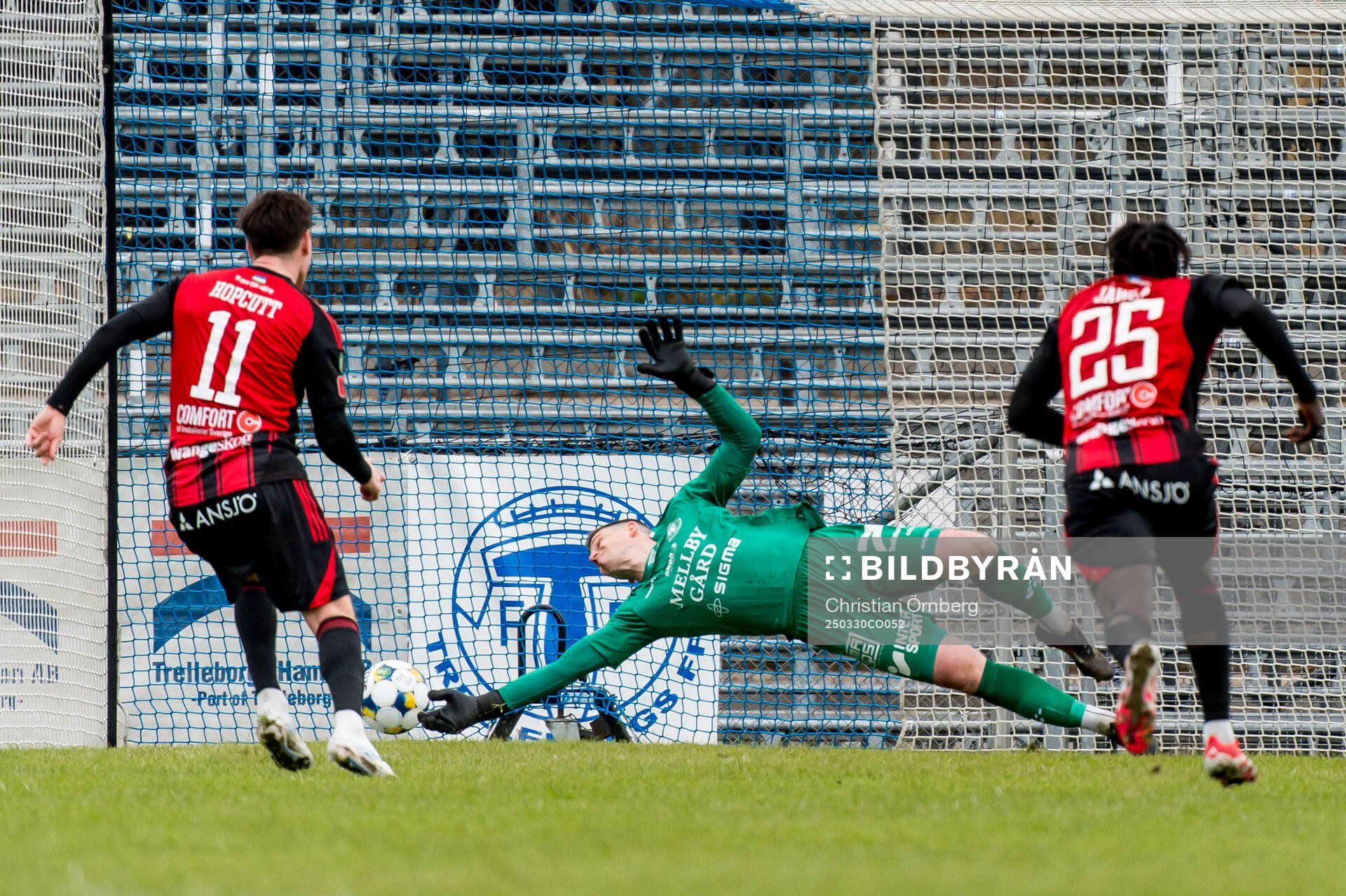 Östersunds Jamie Ryan Hopcutt och Trelleborgs målvakt