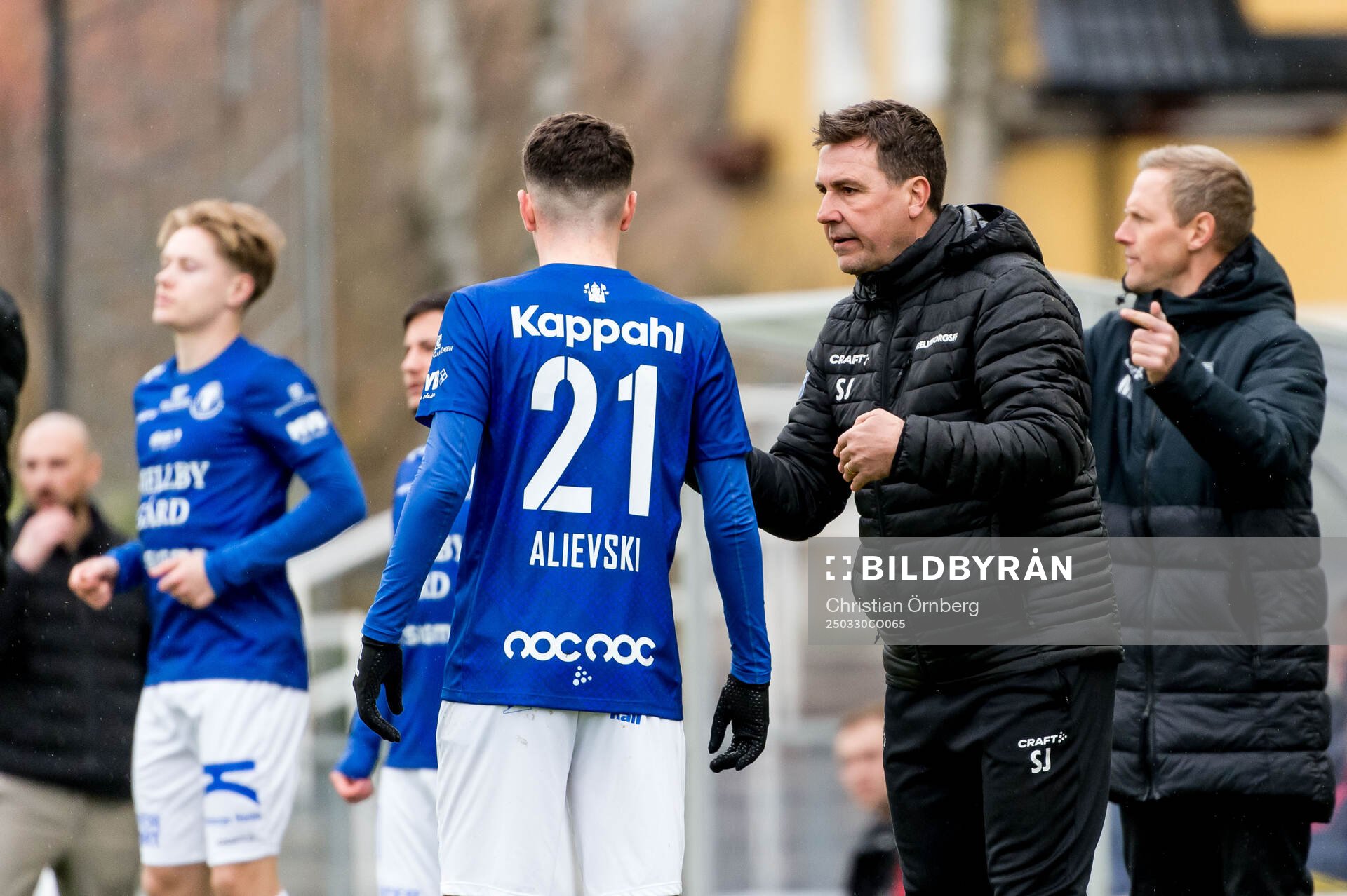 Trelleborgs Eren Alievski och tränare Stefan Jacobsson