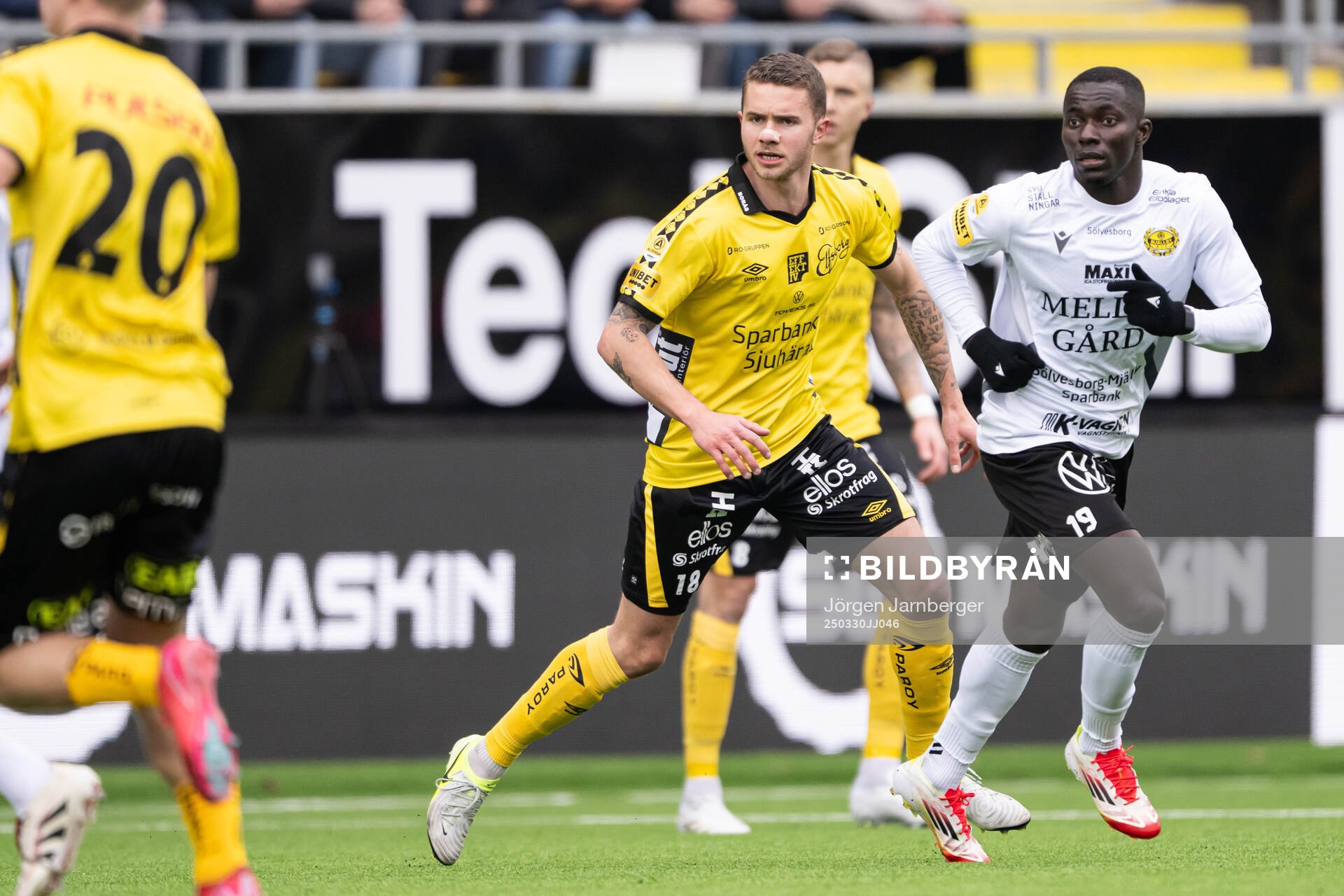 Elfsborgs Julius Magnusson under fotbollsmatchen i Allsvenskan mellan Elfsborg och Mjällby den 30 mars 2025 i Borås. 