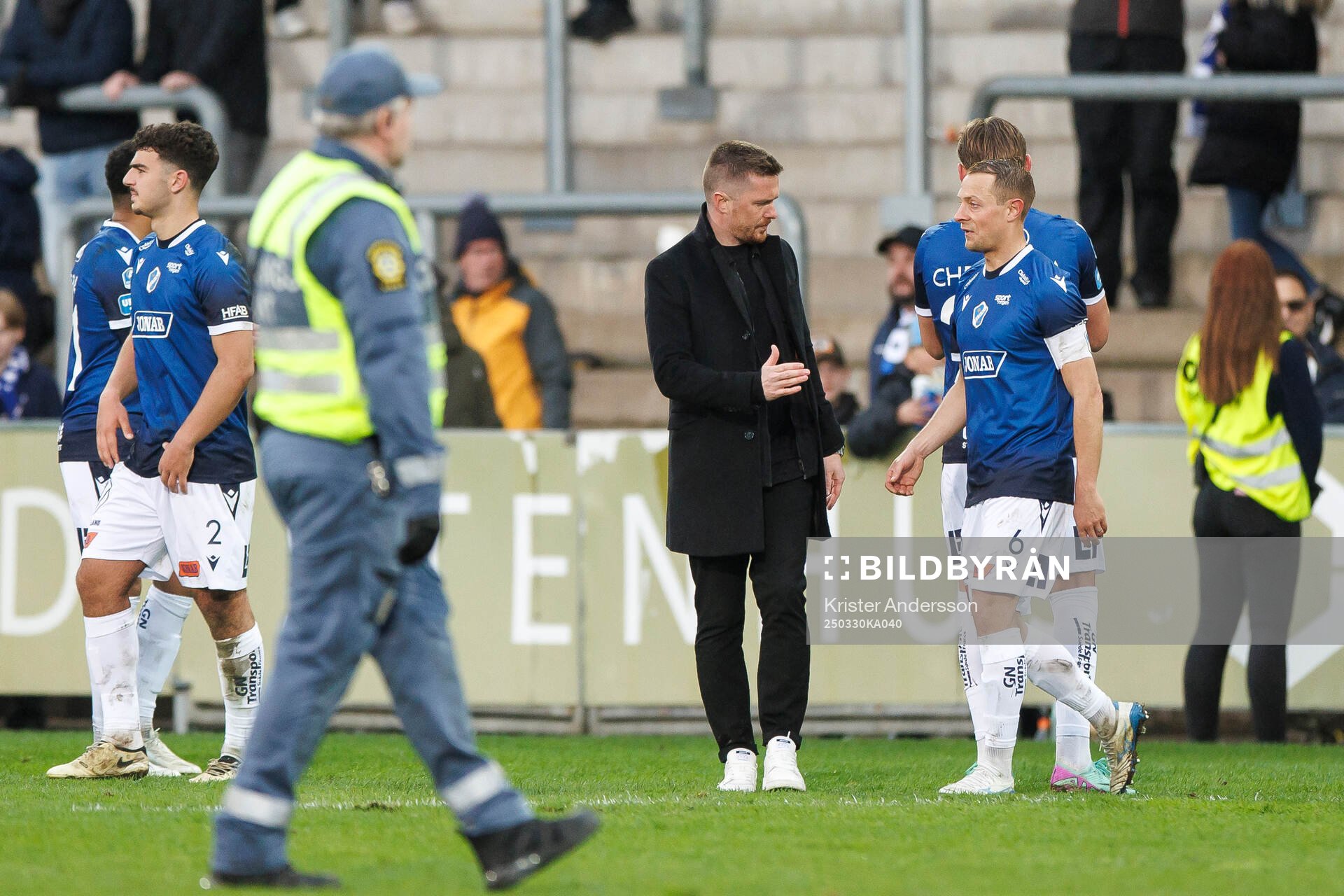Halmstads huvudtränare Johan Lindholm och Joel Allansson