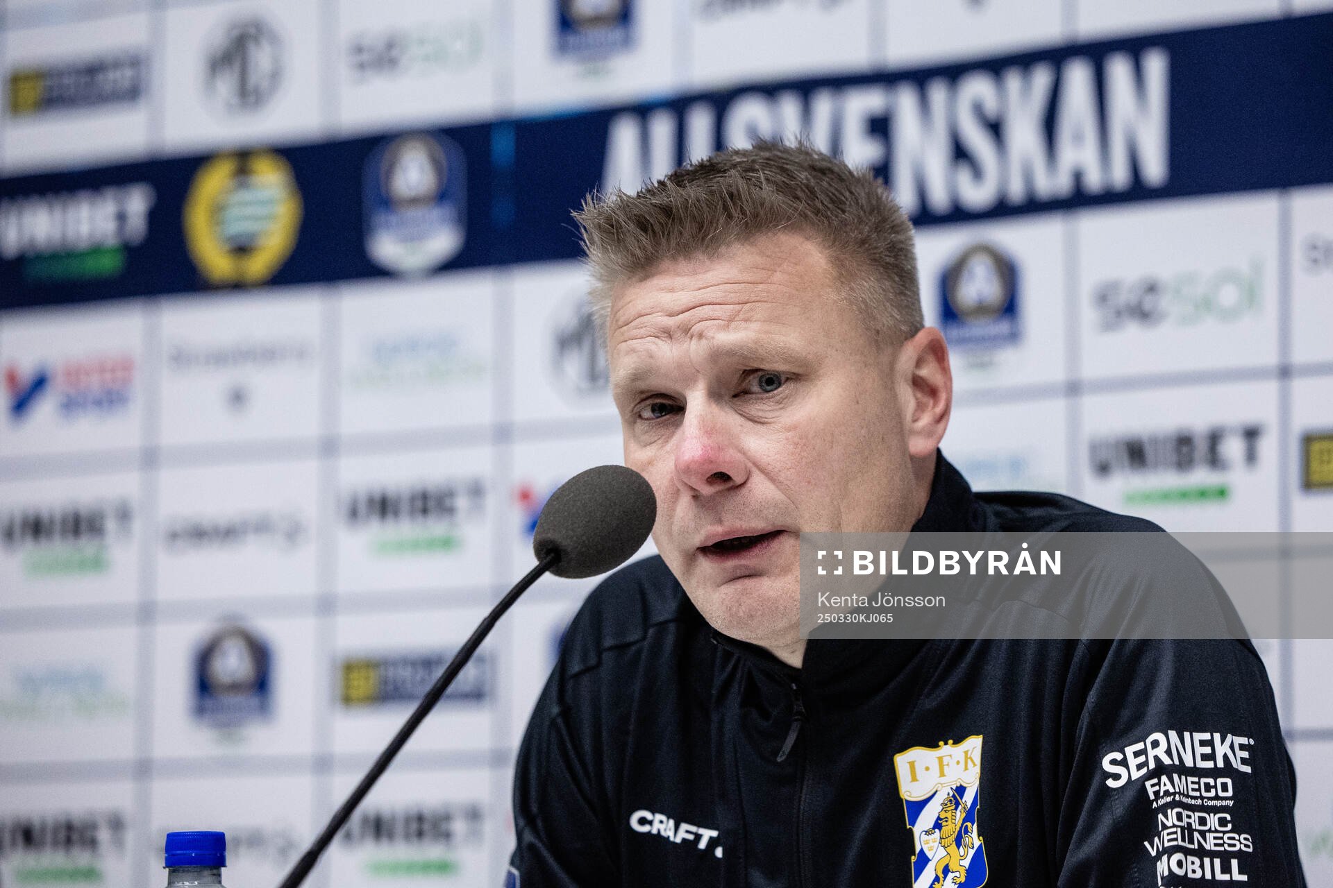 IFK Göteborgs tränare Stefan Billborn under presskonferensen efter fotbollsmatchen i Allsvenskan mellan Hammarby och IFK Göteborg den 30 mars 2025 i Stockholm.