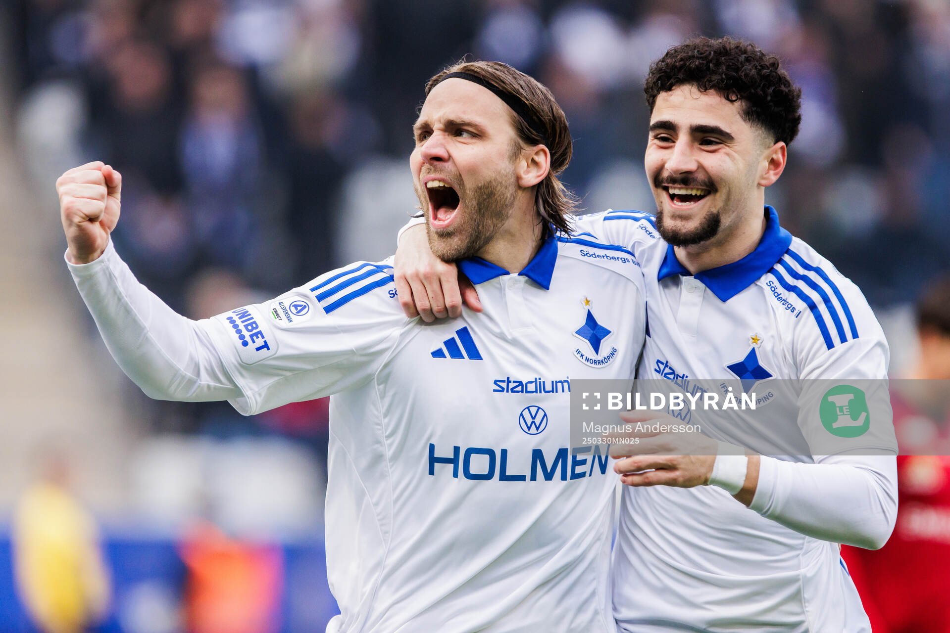IFK Norrköpings Christoffer Nyman och Ismet Lushaku jublar