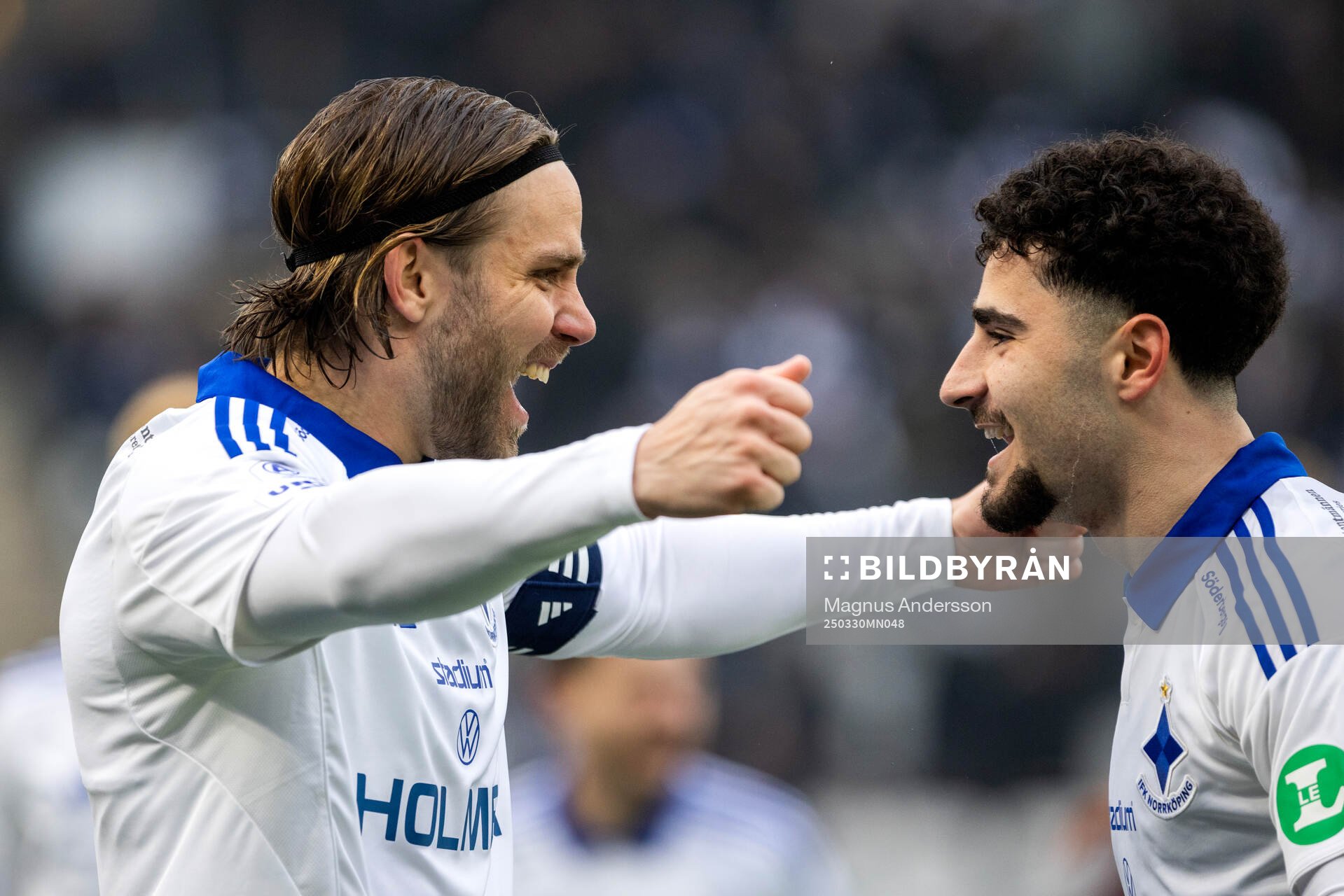 IFK Norrköpings Christoffer Nyman jublar med Ismet Lushaku