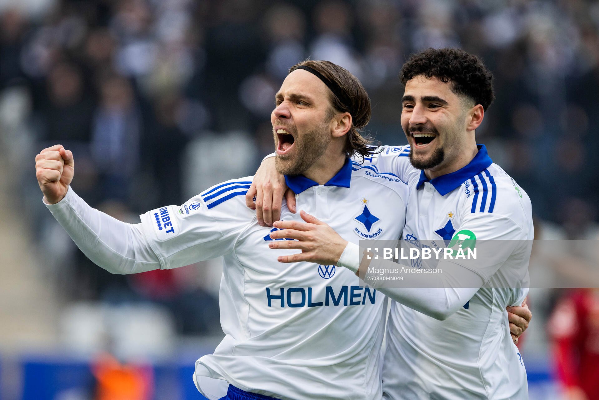 IFK Norrköpings Christoffer Nyman jublar med Ismet Lushaku