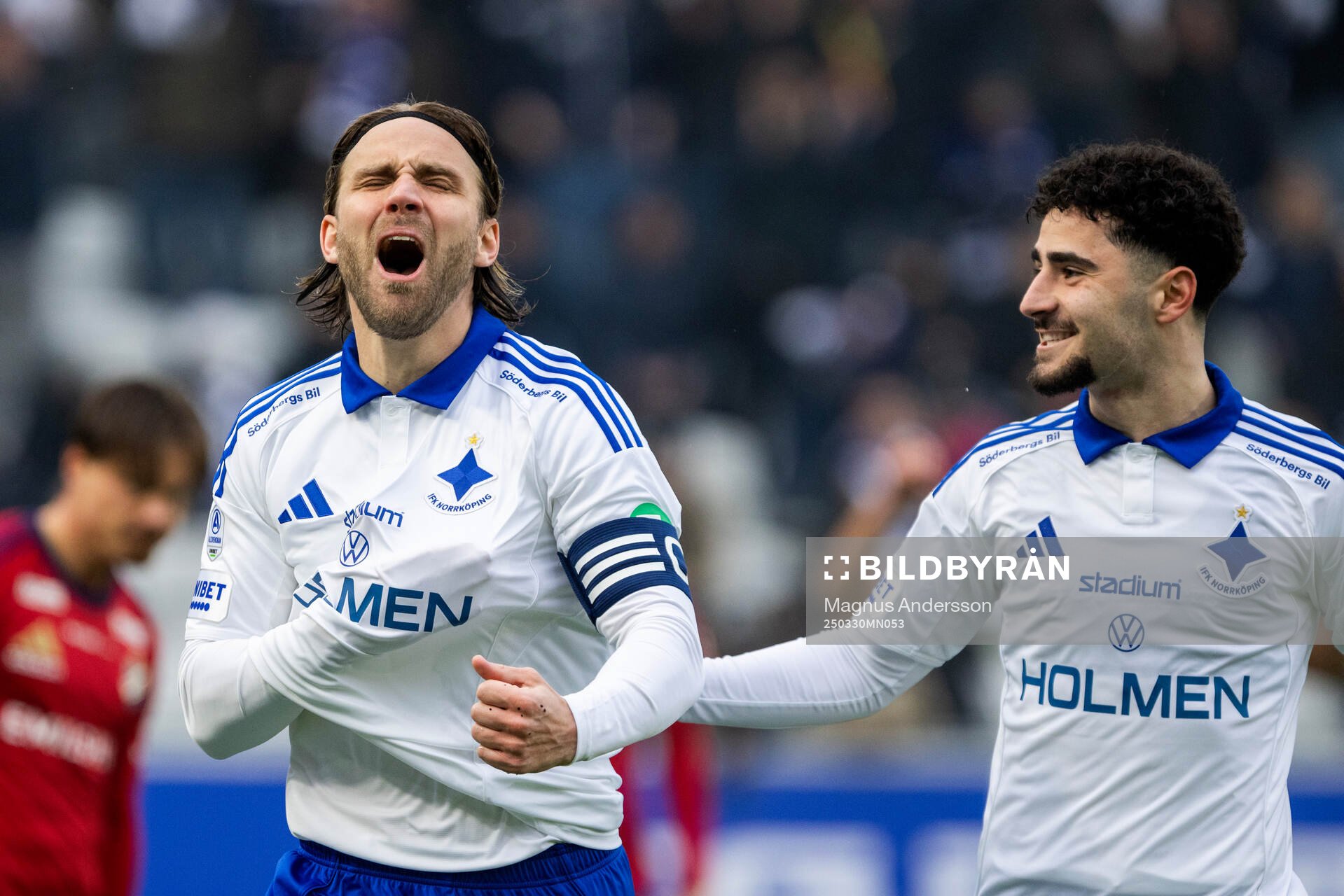 IFK Norrköpings Christoffer Nyman jublar med Ismet Lushaku